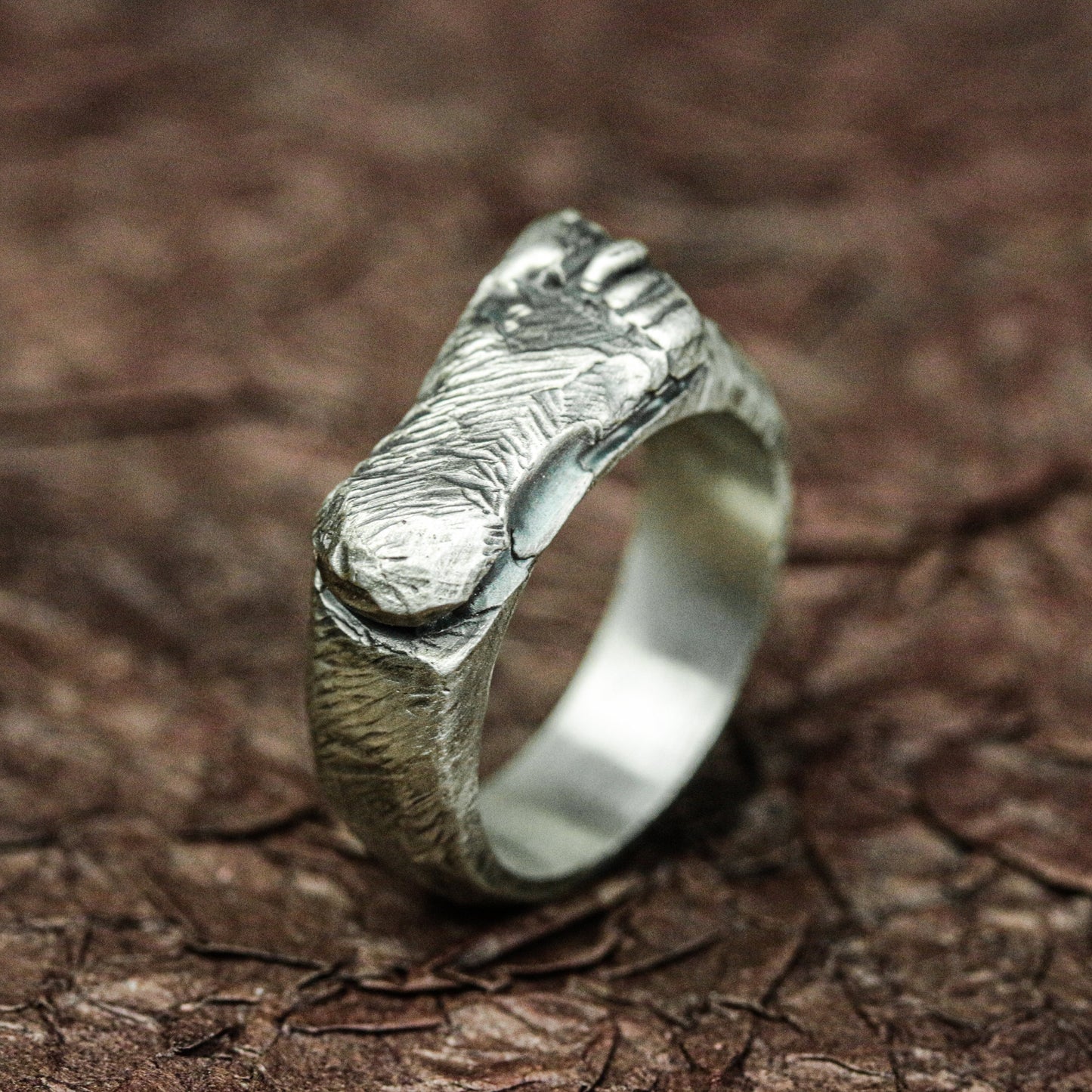 Handcrafted Silver Raw Earth Ring