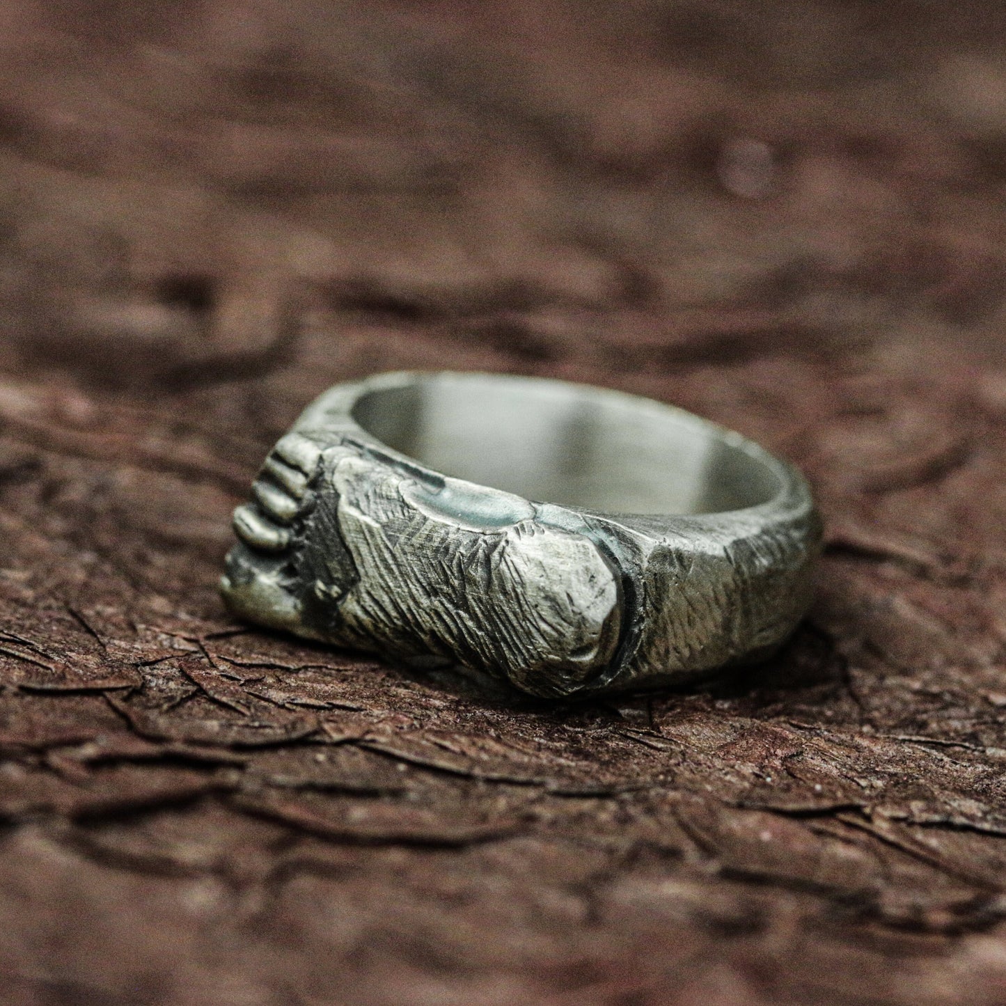 Handcrafted Silver Raw Earth Ring
