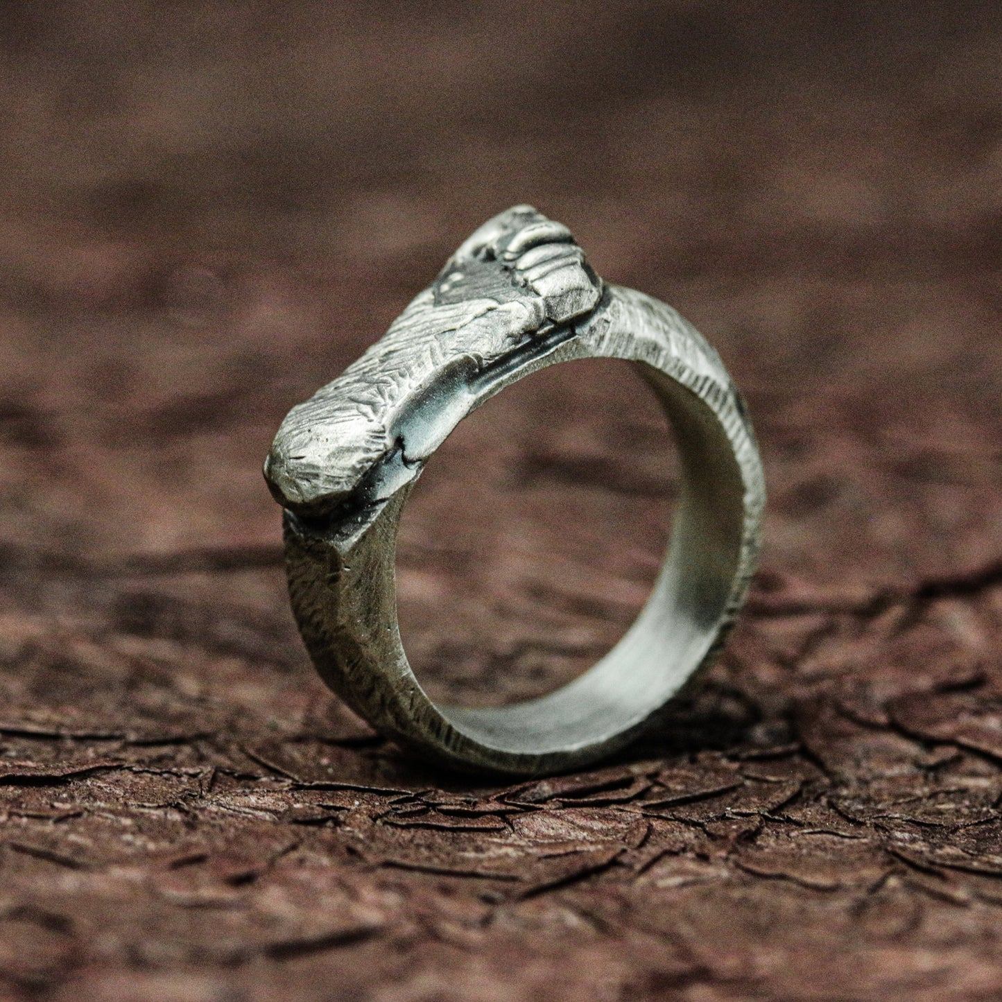 Handcrafted Silver Raw Earth Ring