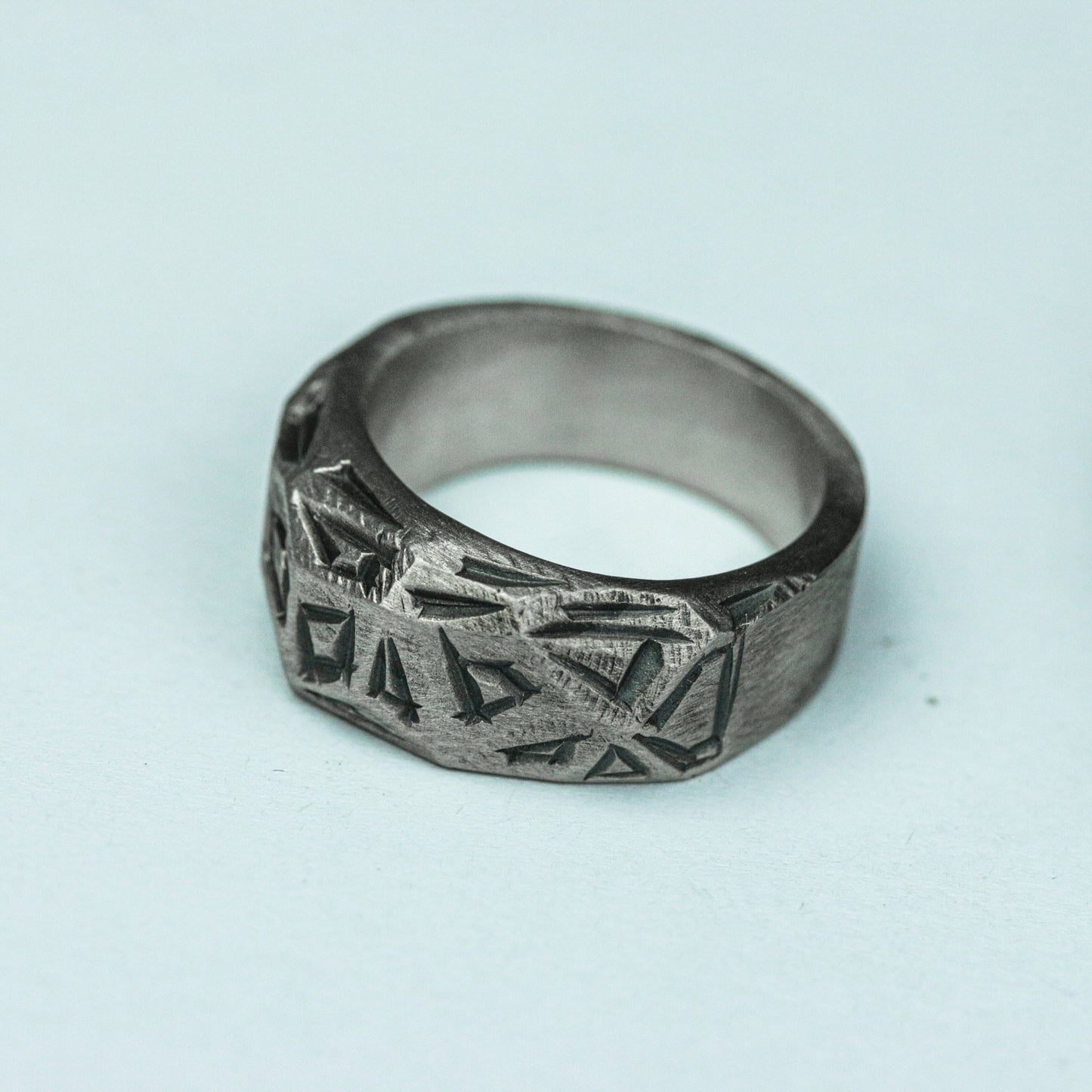 Necromancer¡¯s Seal 925 Silver Handmade Ring ¨C Dark Arcane Inscription