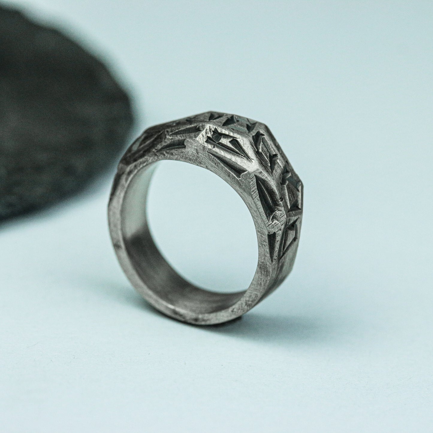 Necromancer¡¯s Seal 925 Silver Handmade Ring ¨C Dark Arcane Inscription