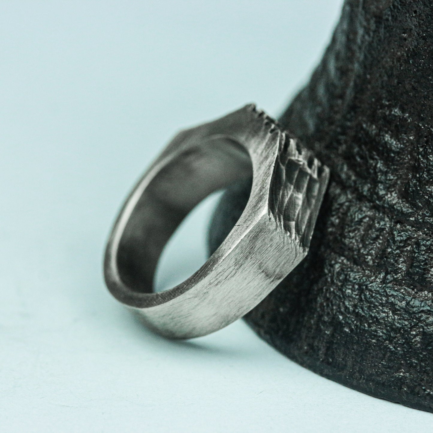 Gridlock 925 Silver Handmade Ring ¨C Industrial Metal Engraving