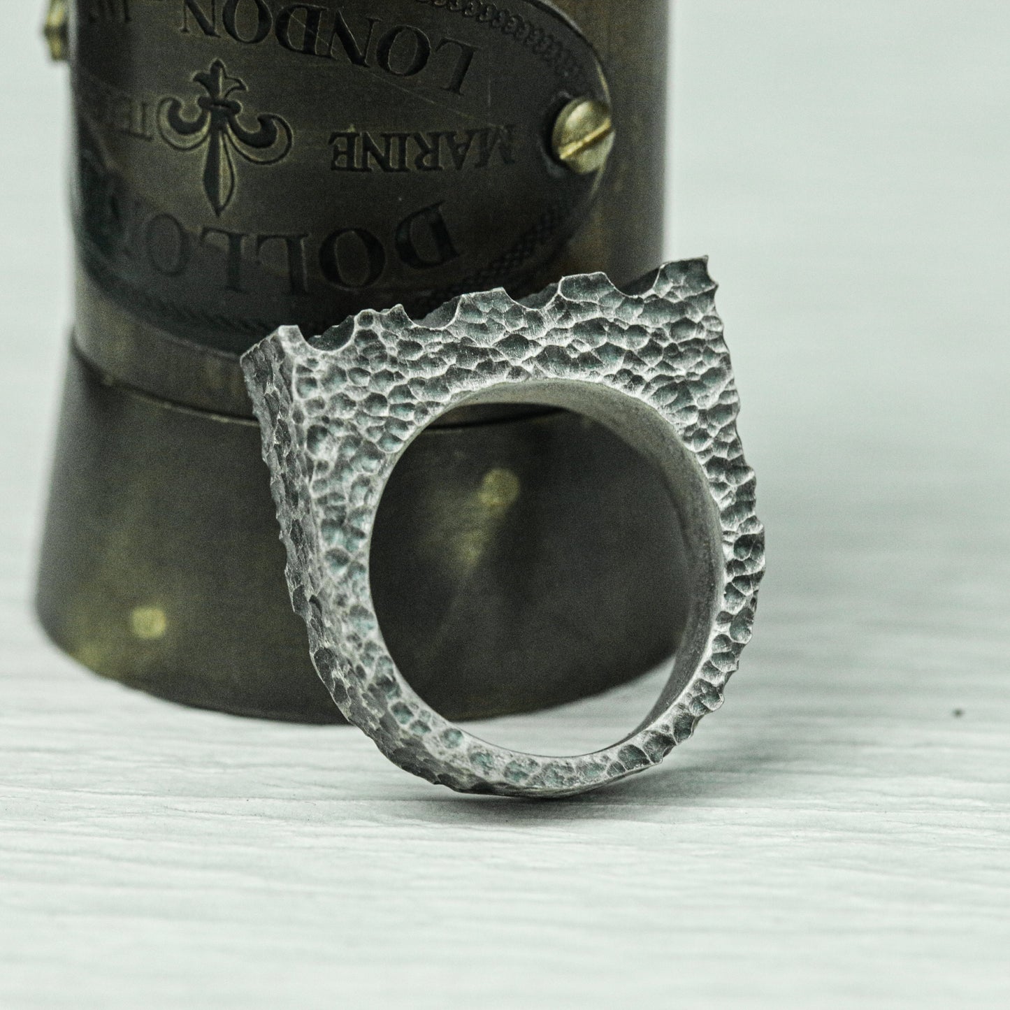 Jagged Edge 925 Silver Handmade Ring ¨C Brutalist Rough Finish