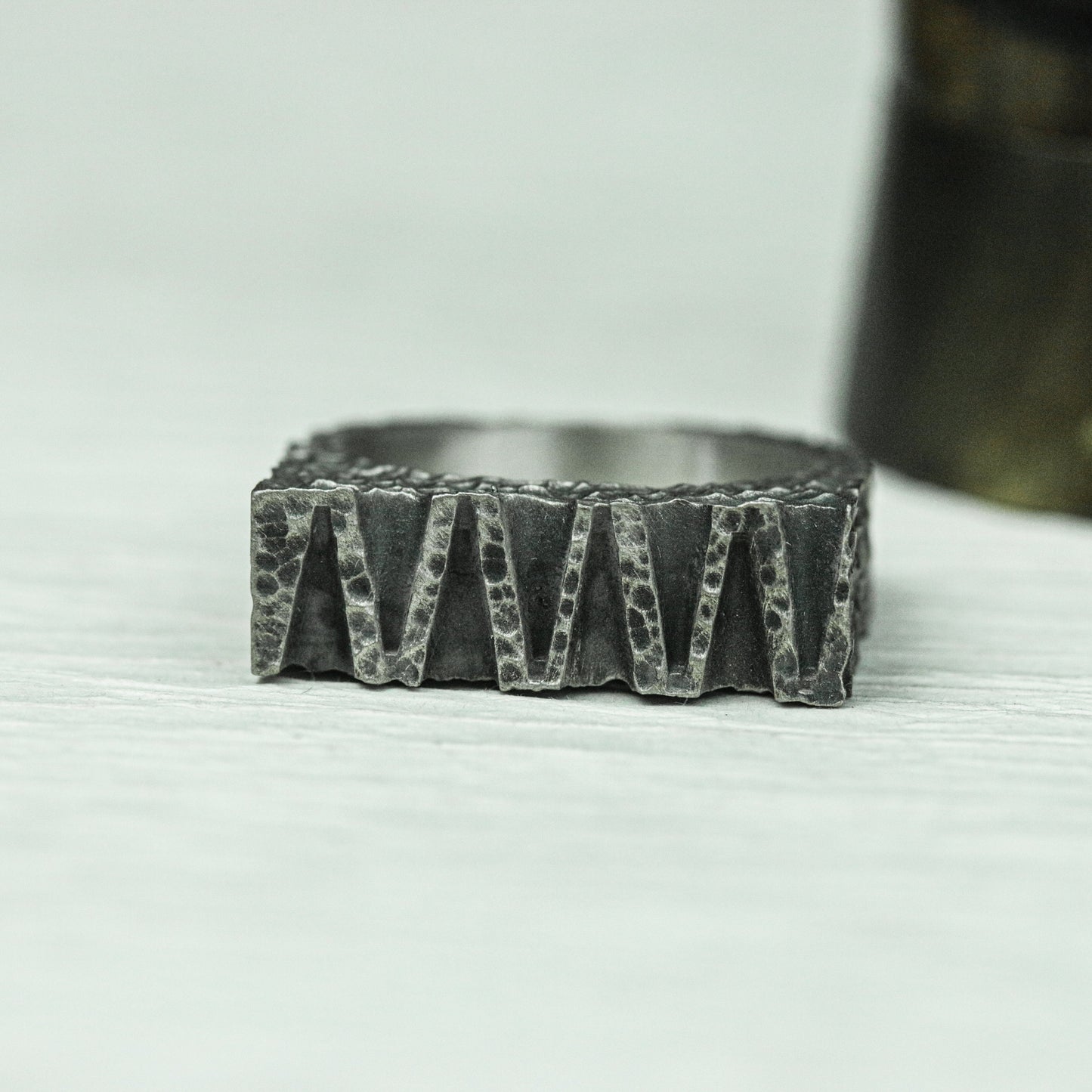 Jagged Edge 925 Silver Handmade Ring ¨C Brutalist Rough Finish
