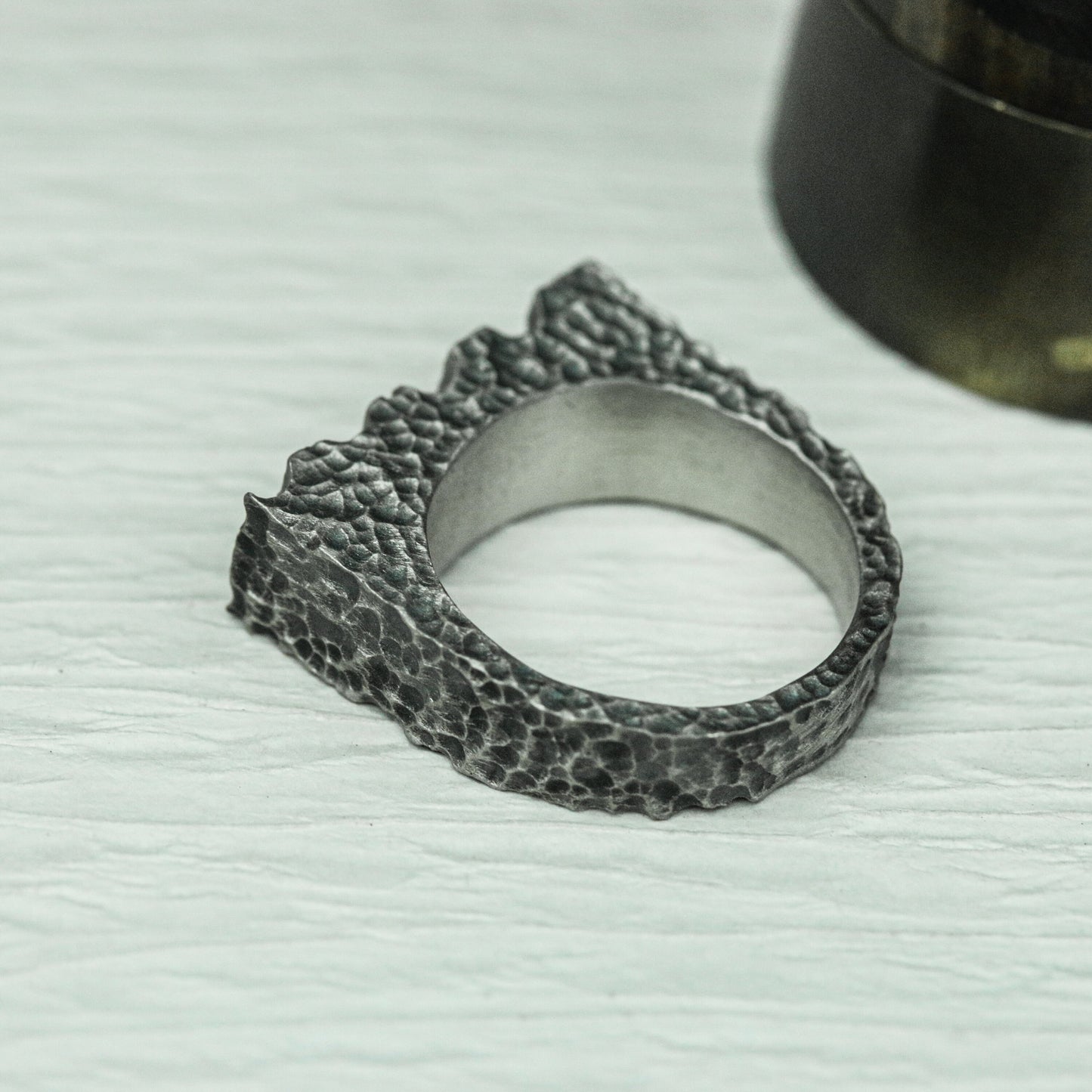 Jagged Edge 925 Silver Handmade Ring ¨C Brutalist Rough Finish