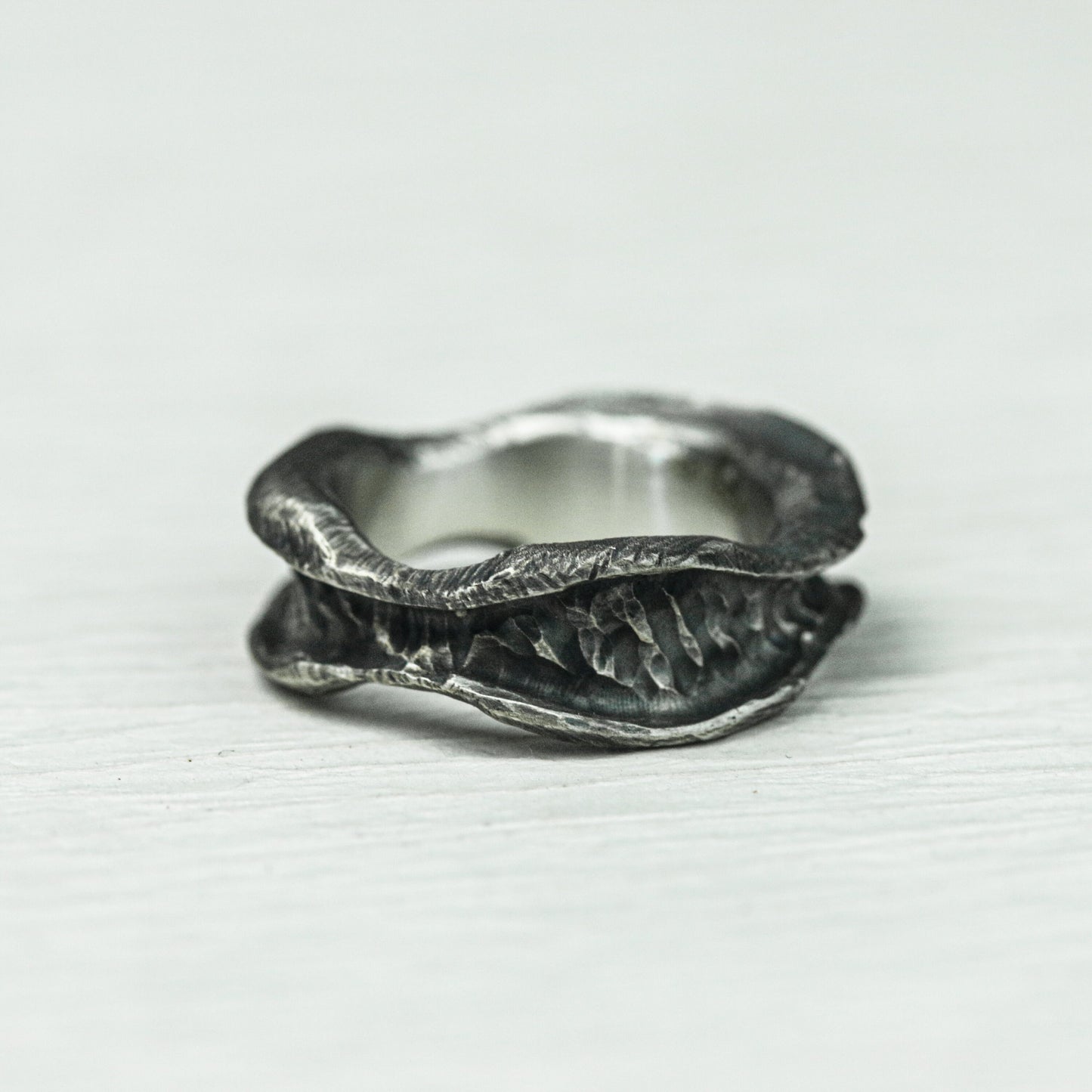Abyss Eye 925 Silver Handmade Ring ¨C Dark Textured Band