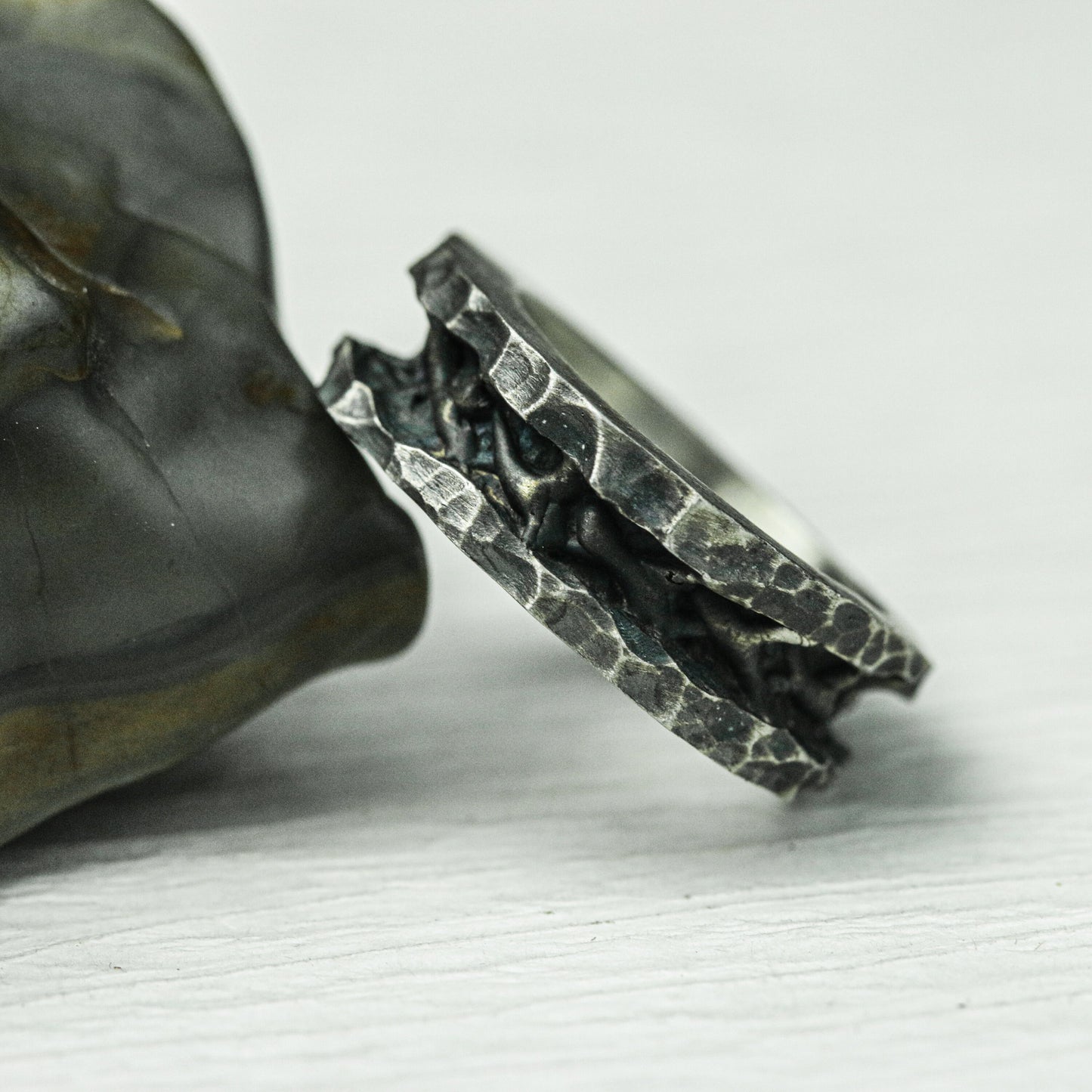 Barbed Chain 925 Silver Handmade Ring ¨C Rugged Punk Rock Style