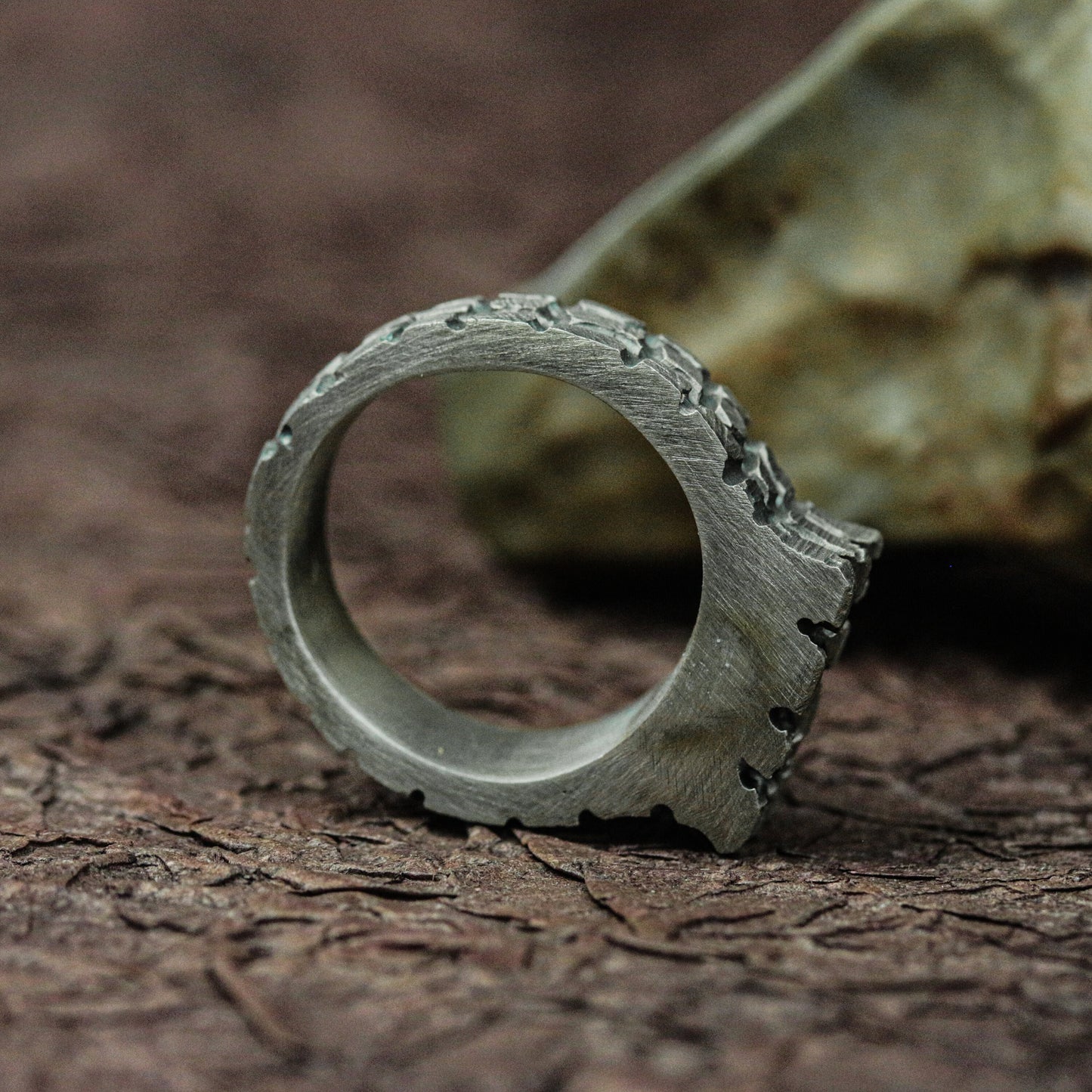 Iron Bastion 925 Silver Handmade Ring ¨C Studded Warrior Armor