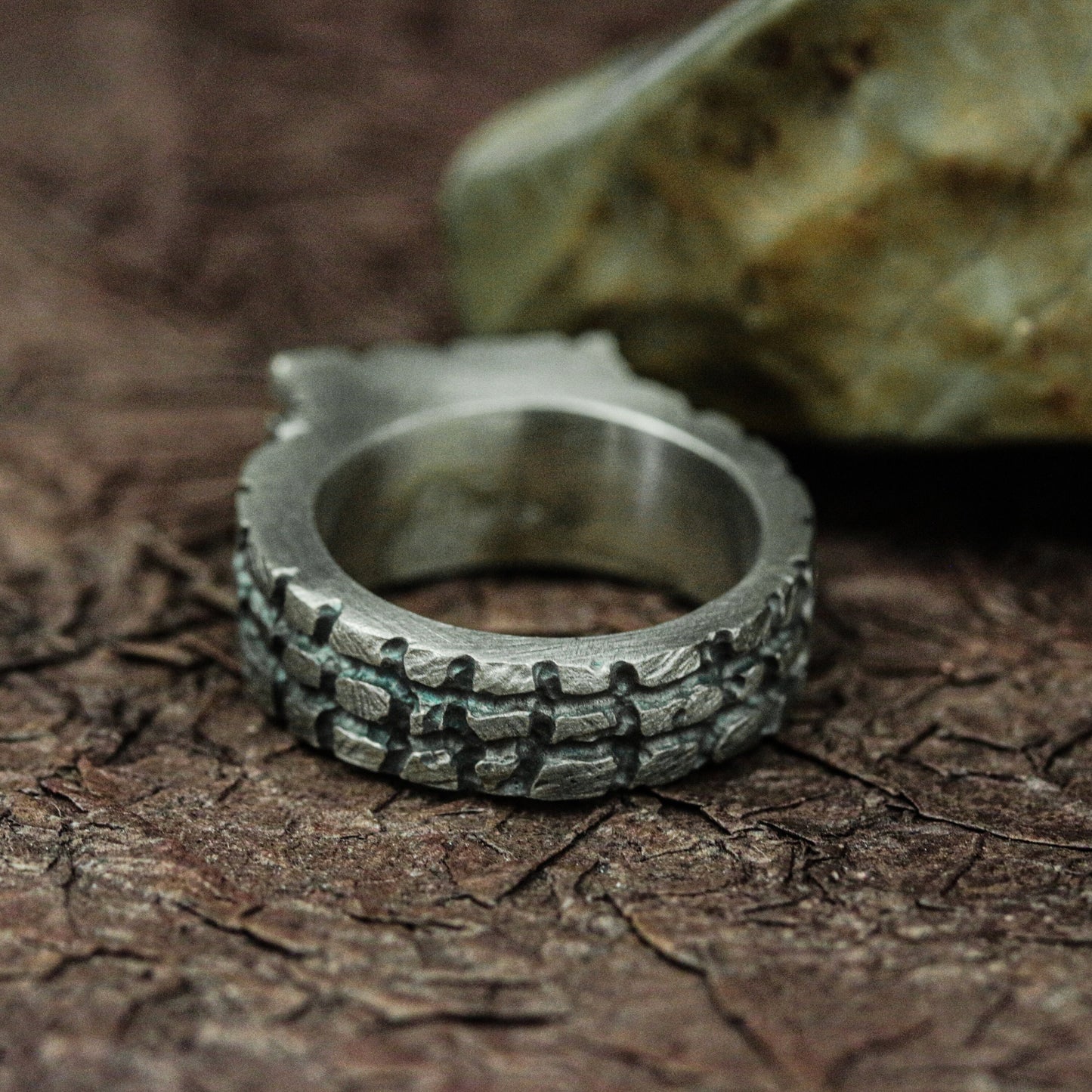 Iron Bastion 925 Silver Handmade Ring ¨C Studded Warrior Armor