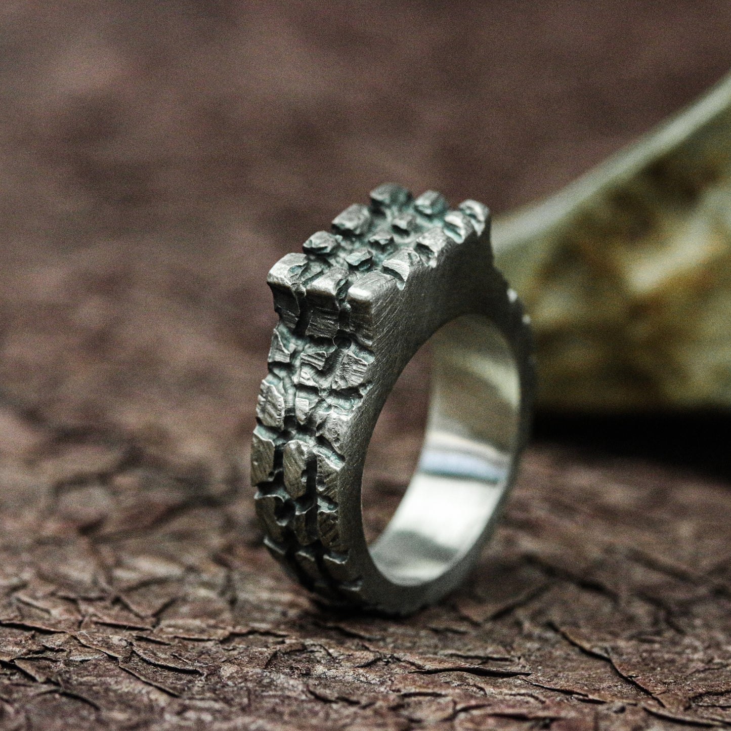 Iron Bastion 925 Silver Handmade Ring ¨C Studded Warrior Armor