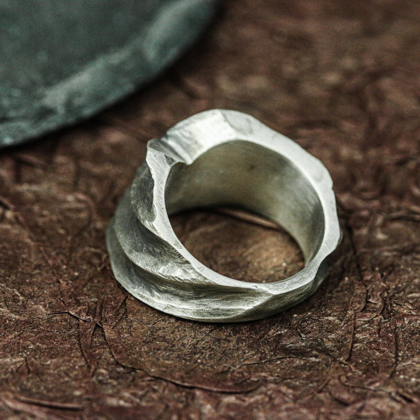 Handcrafted Silver Torn Spiral Ring