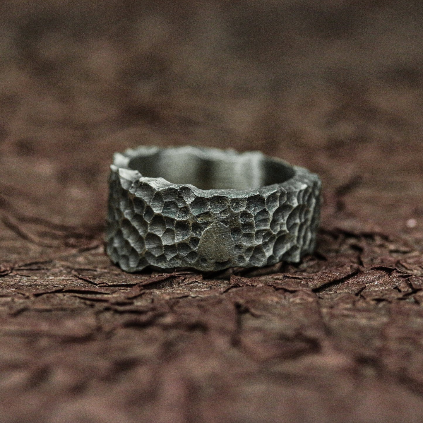 Worn Relic 925 Silver Handmade Ring ¨C Textured Ancient Band