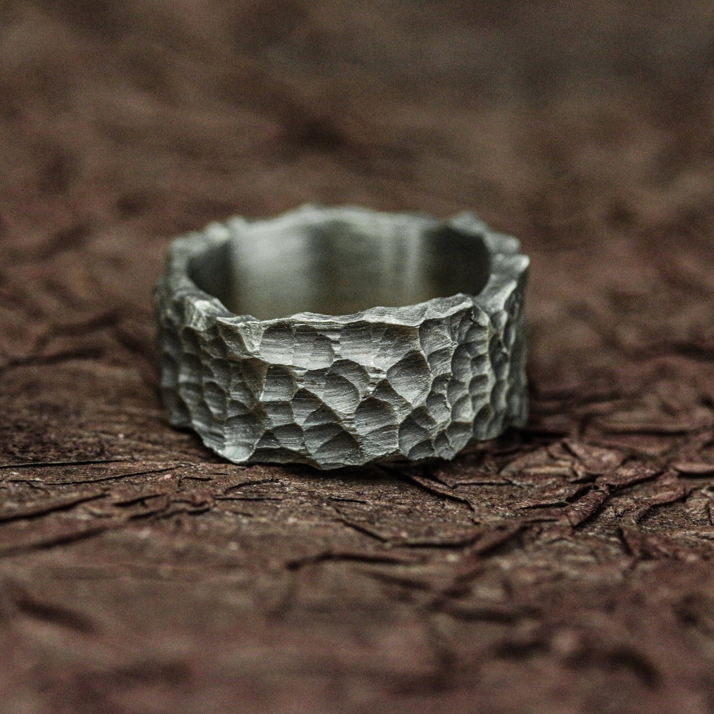 Worn Relic 925 Silver Handmade Ring ¨C Textured Ancient Band