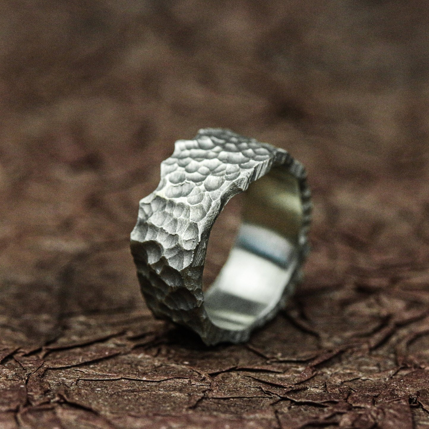 Worn Relic 925 Silver Handmade Ring ¨C Textured Ancient Band