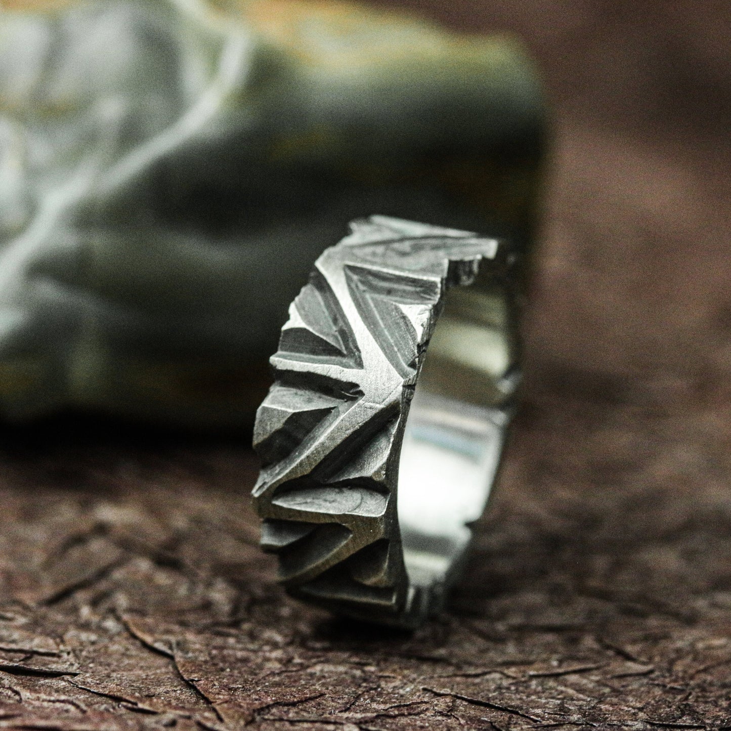 Runic Guard 925 Silver Handmade Ring ¨C Engraved Mystic Shield