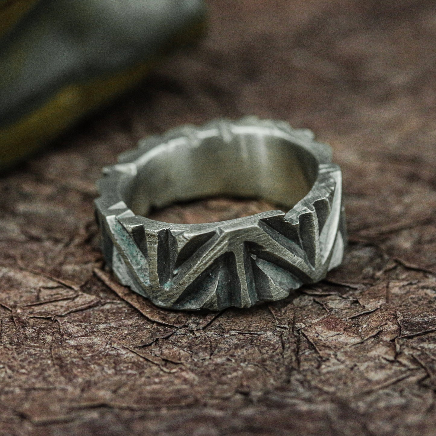 Runic Guard 925 Silver Handmade Ring ¨C Engraved Mystic Shield