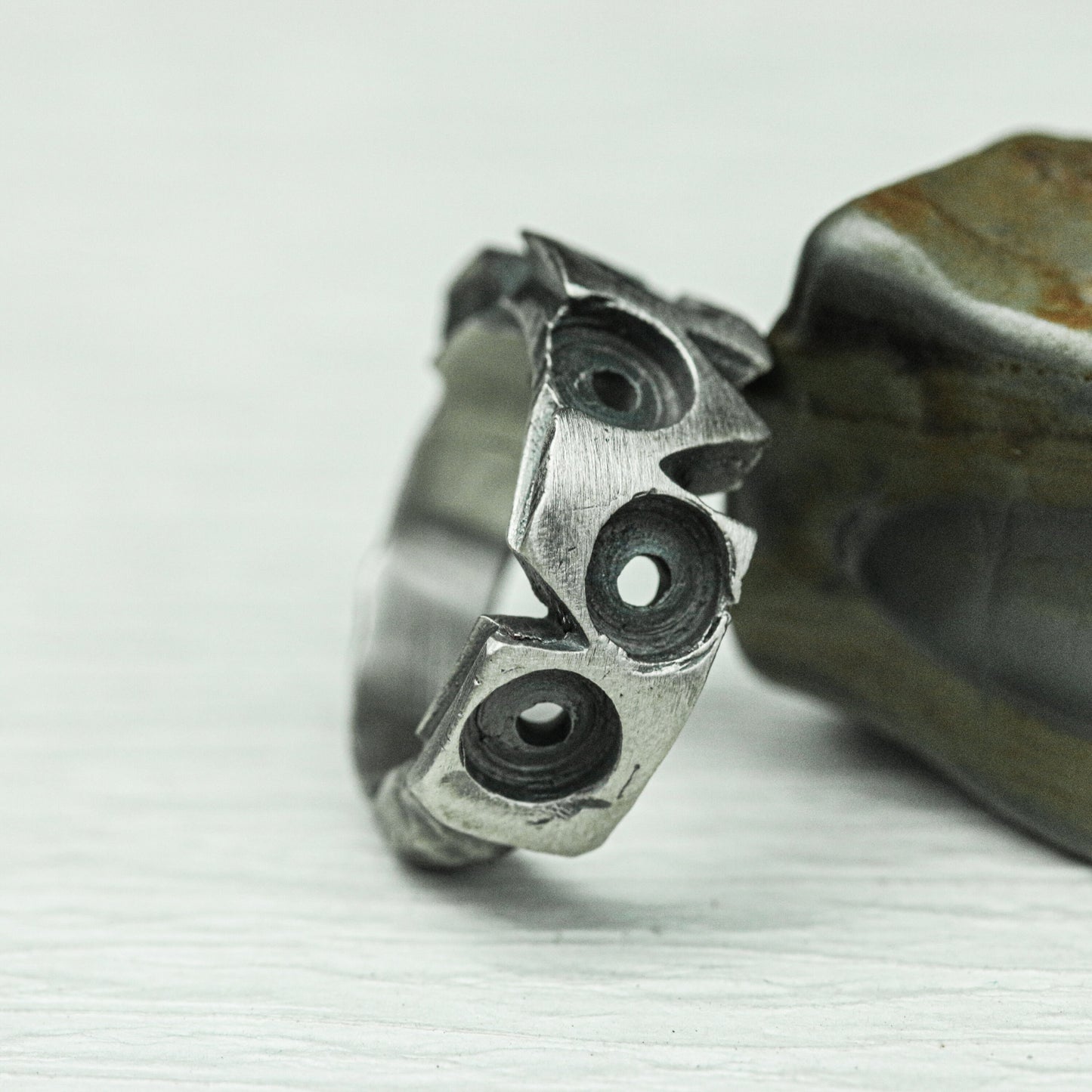 Handcrafted Silver Industrial Gear Ring