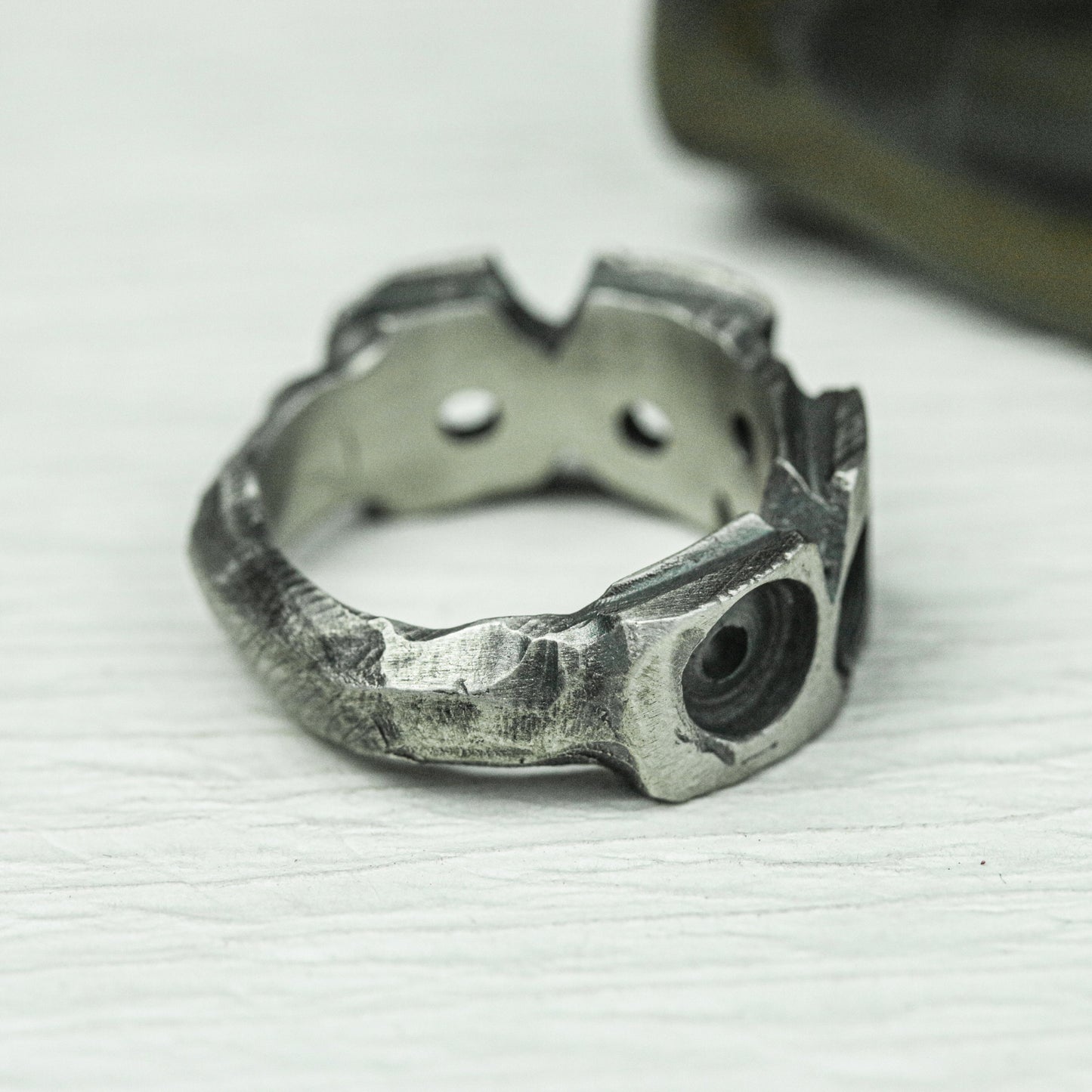 Handcrafted Silver Industrial Gear Ring