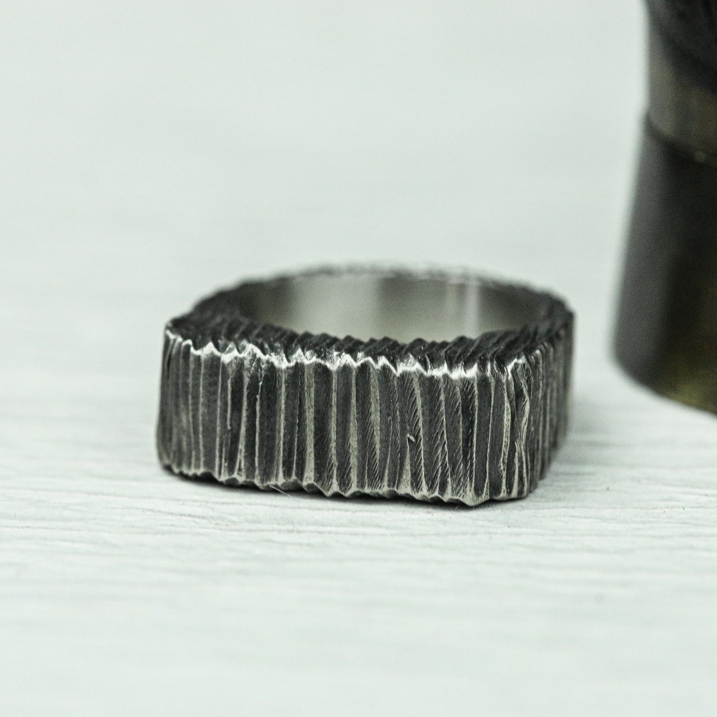 Stone Ridge 925 Silver Handmade Ring ¨C Rugged Textured Band
