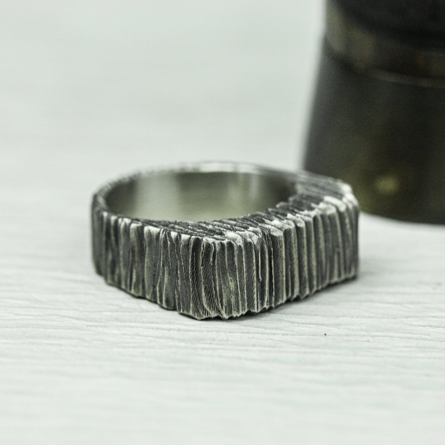 Stone Ridge 925 Silver Handmade Ring ¨C Rugged Textured Band
