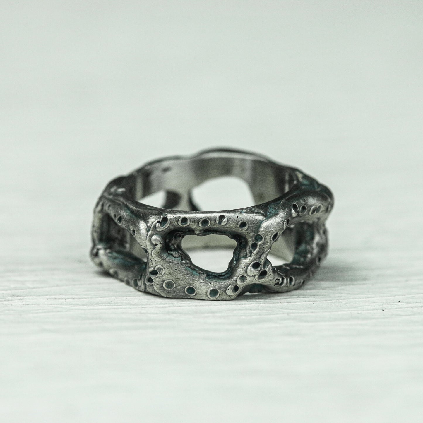 Phantom Mask 925 Silver Handmade Ring ¨C Gothic Hollow Skull