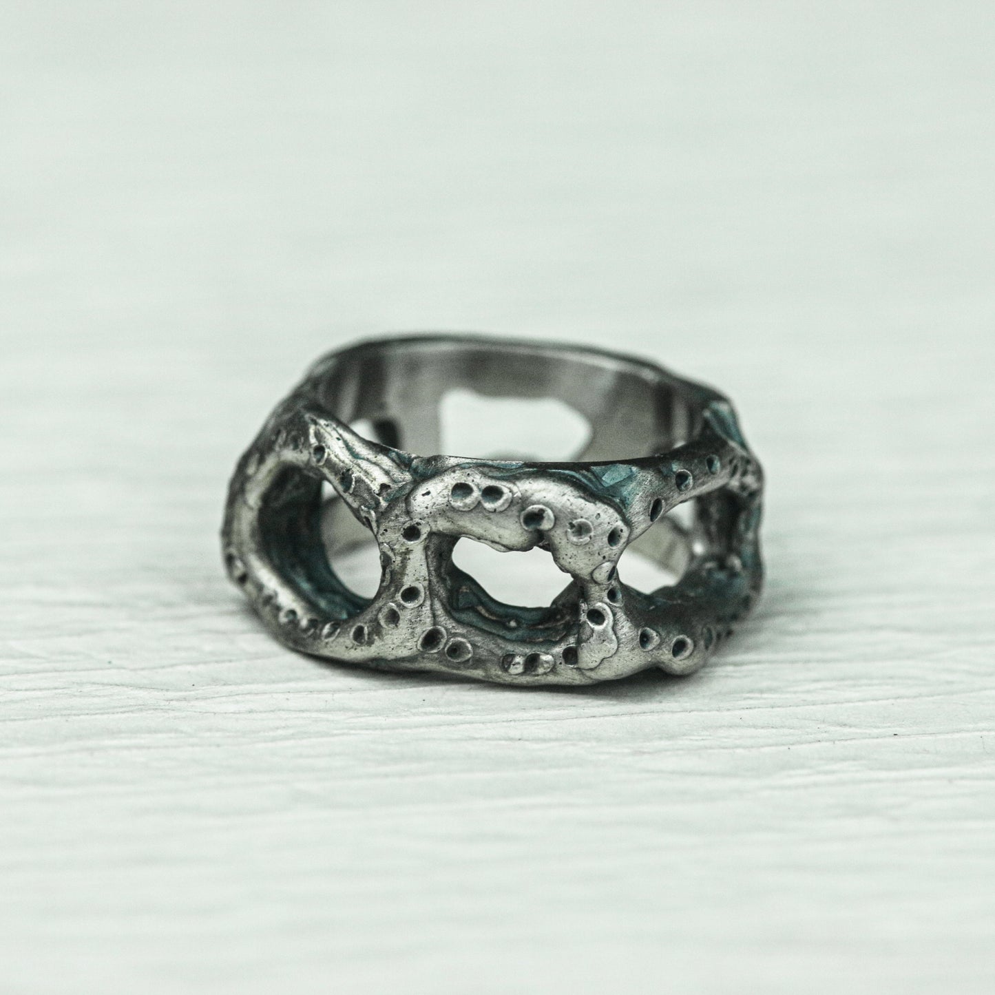 Phantom Mask 925 Silver Handmade Ring ¨C Gothic Hollow Skull