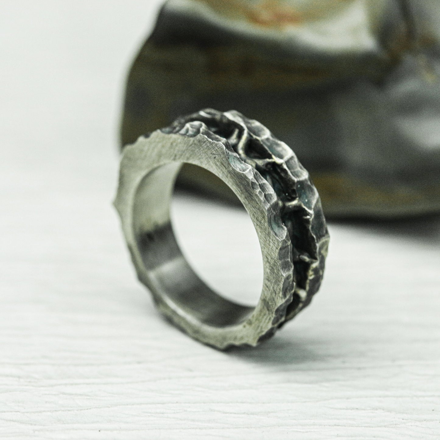 Barbed Chain 925 Silver Handmade Ring ¨C Rugged Punk Rock Style