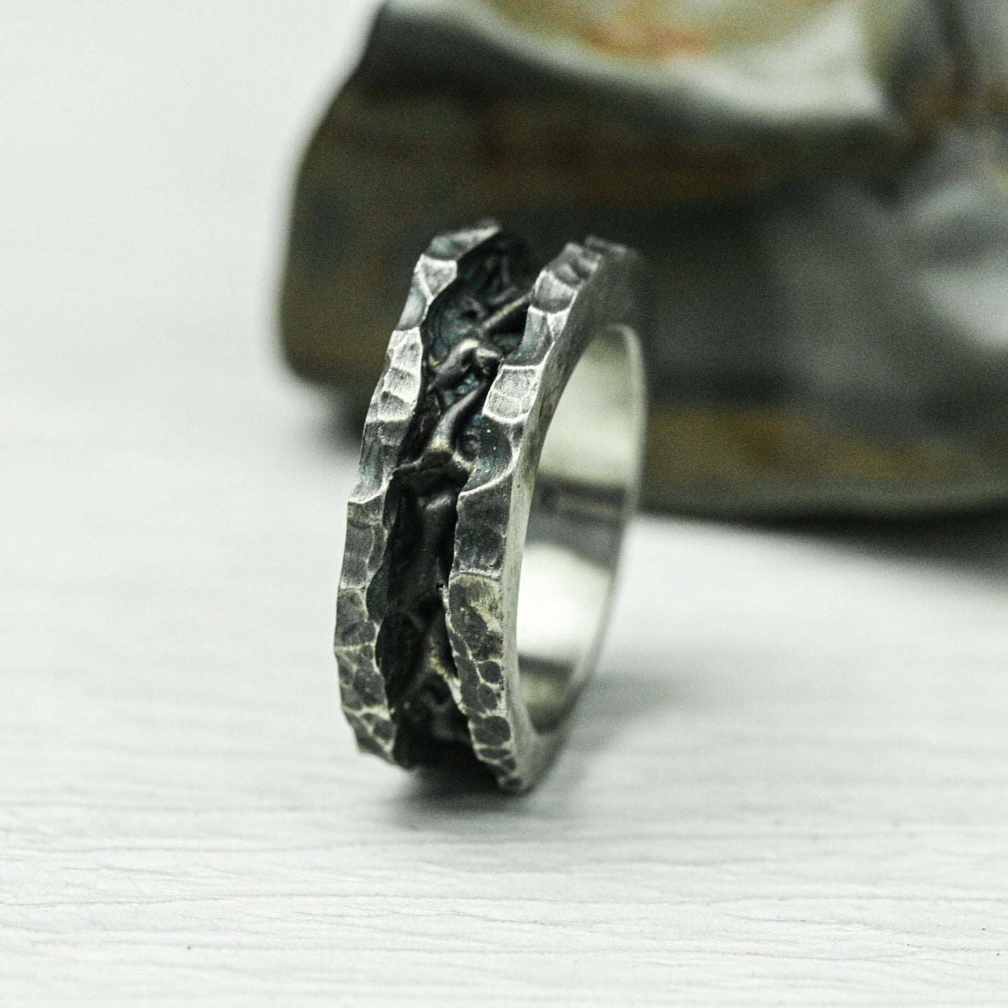 Barbed Chain 925 Silver Handmade Ring ¨C Rugged Punk Rock Style