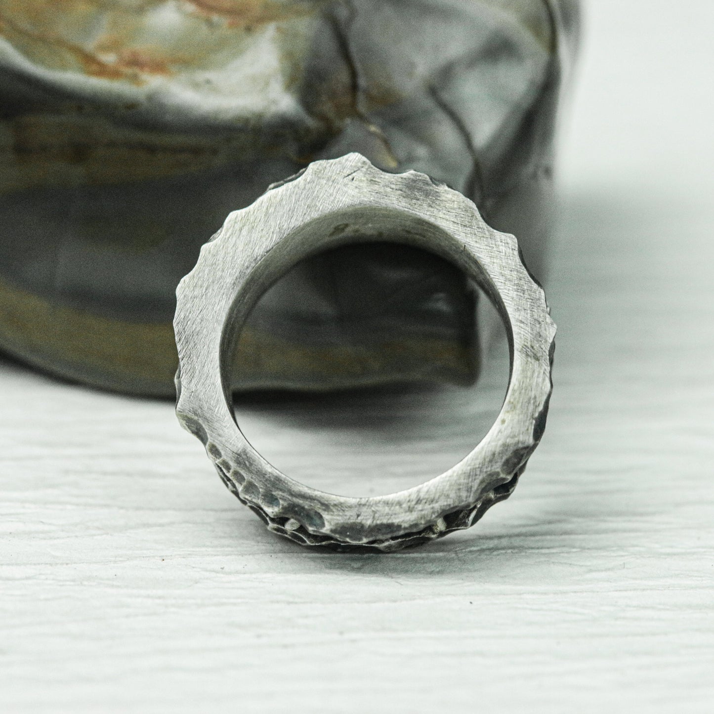 Barbed Chain 925 Silver Handmade Ring ¨C Rugged Punk Rock Style