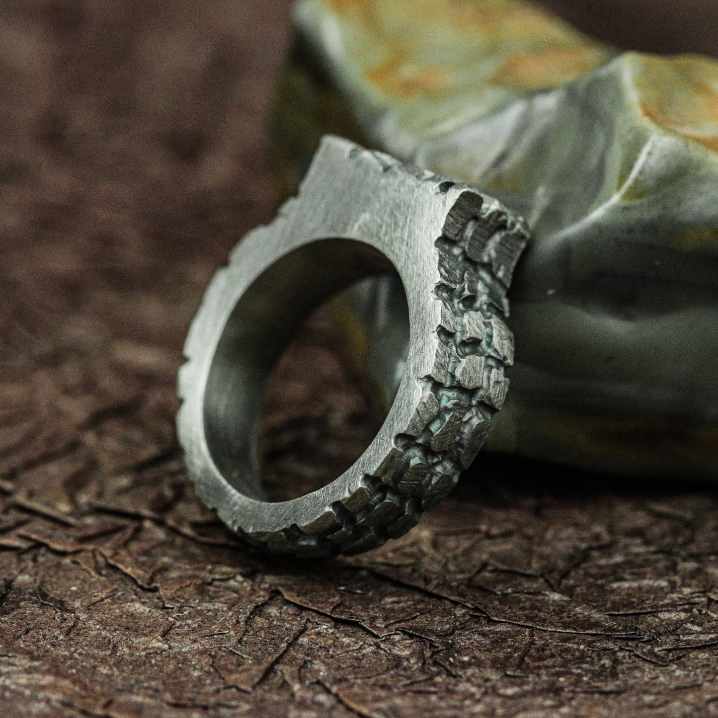Iron Bastion 925 Silver Handmade Ring ¨C Studded Warrior Armor