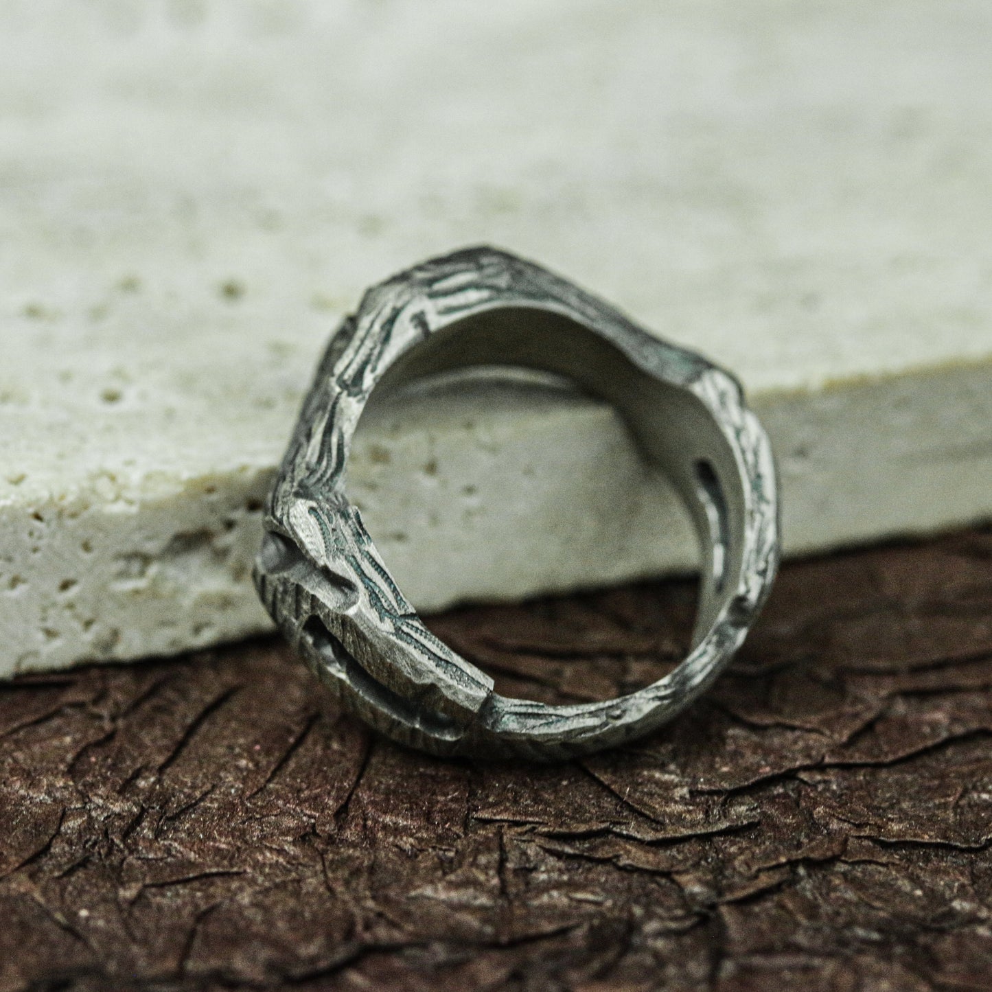 Woven Relic 925 Silver Handmade Ring ¨C Textured Ancient Tapestry Band