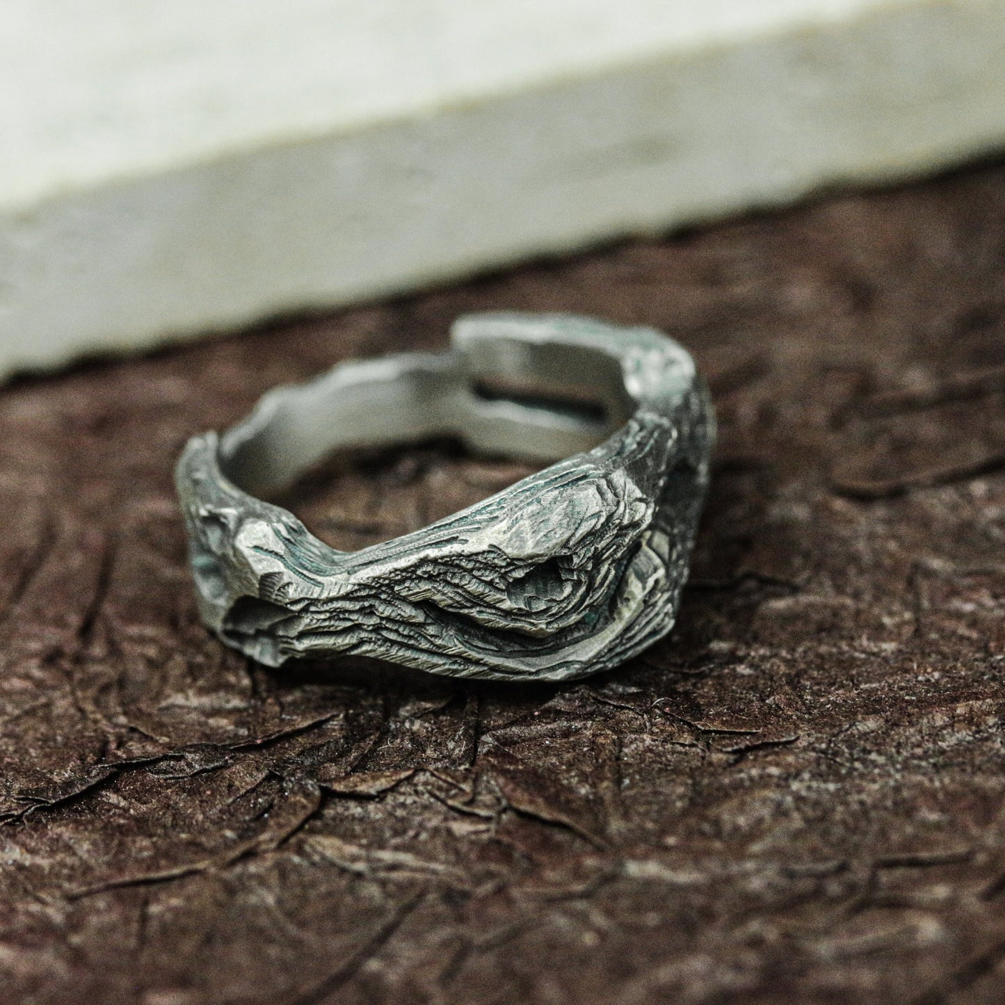 Woven Relic 925 Silver Handmade Ring ¨C Textured Ancient Tapestry Band