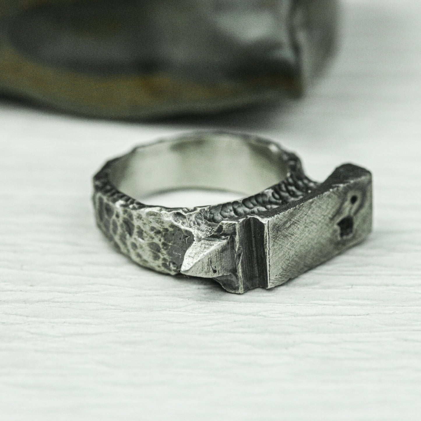 Ancient Guardian 925 Silver Handmade Ring ¨C Engraved Gothic Protector