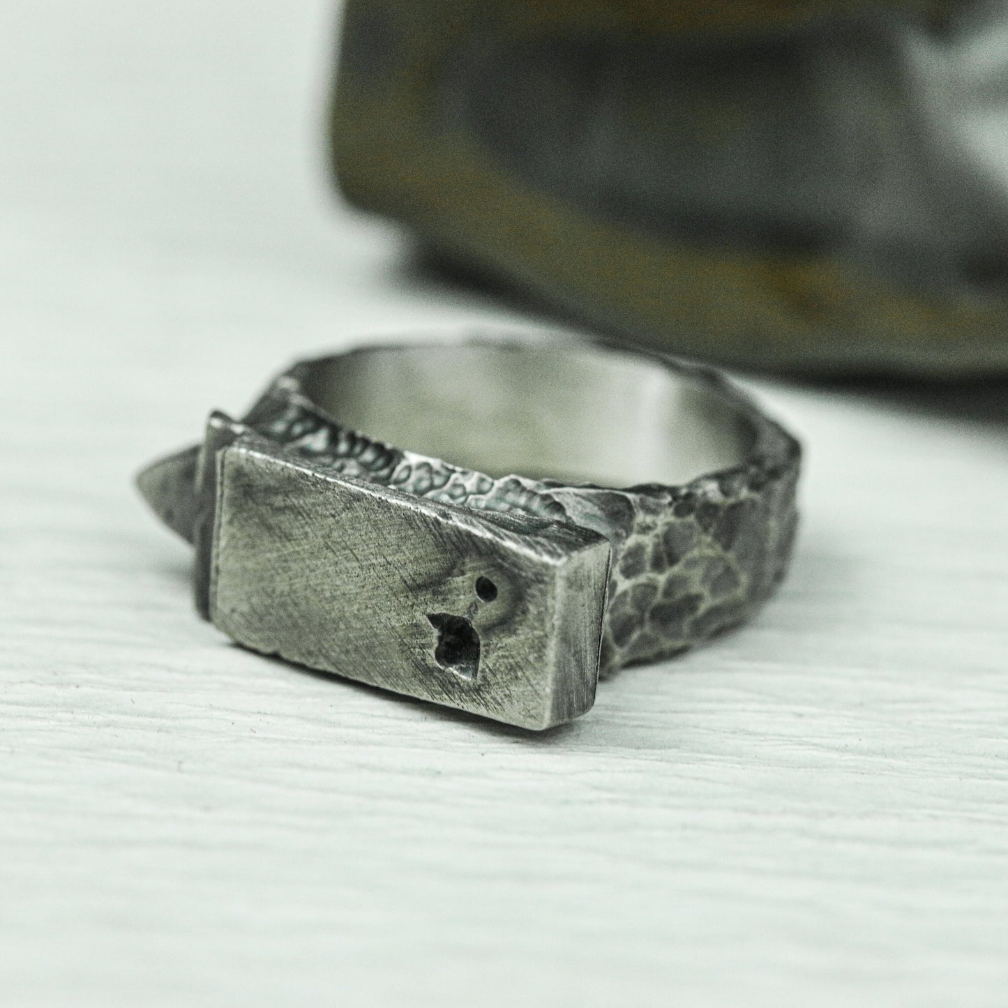 Ancient Guardian 925 Silver Handmade Ring ¨C Engraved Gothic Protector