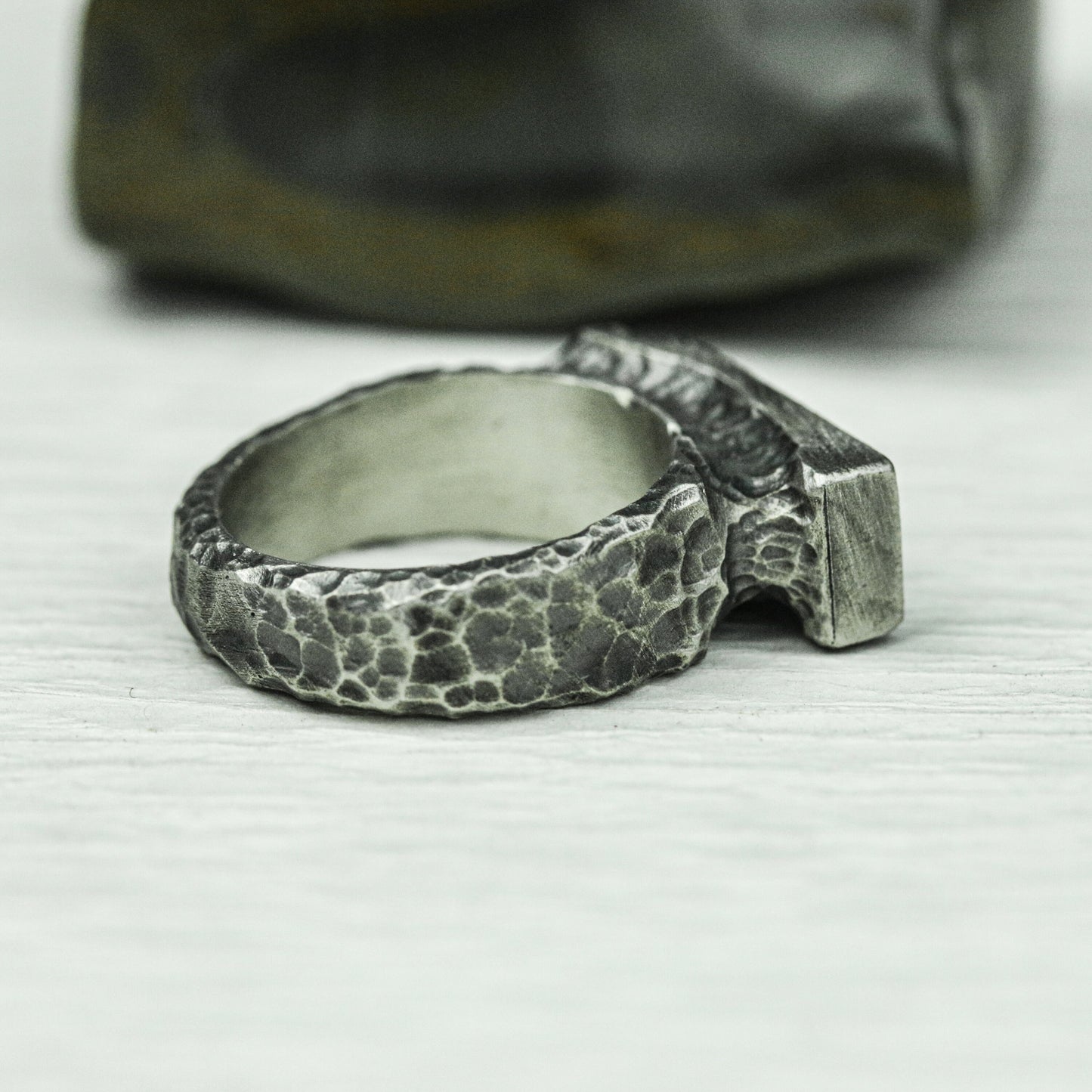 Ancient Guardian 925 Silver Handmade Ring ¨C Engraved Gothic Protector