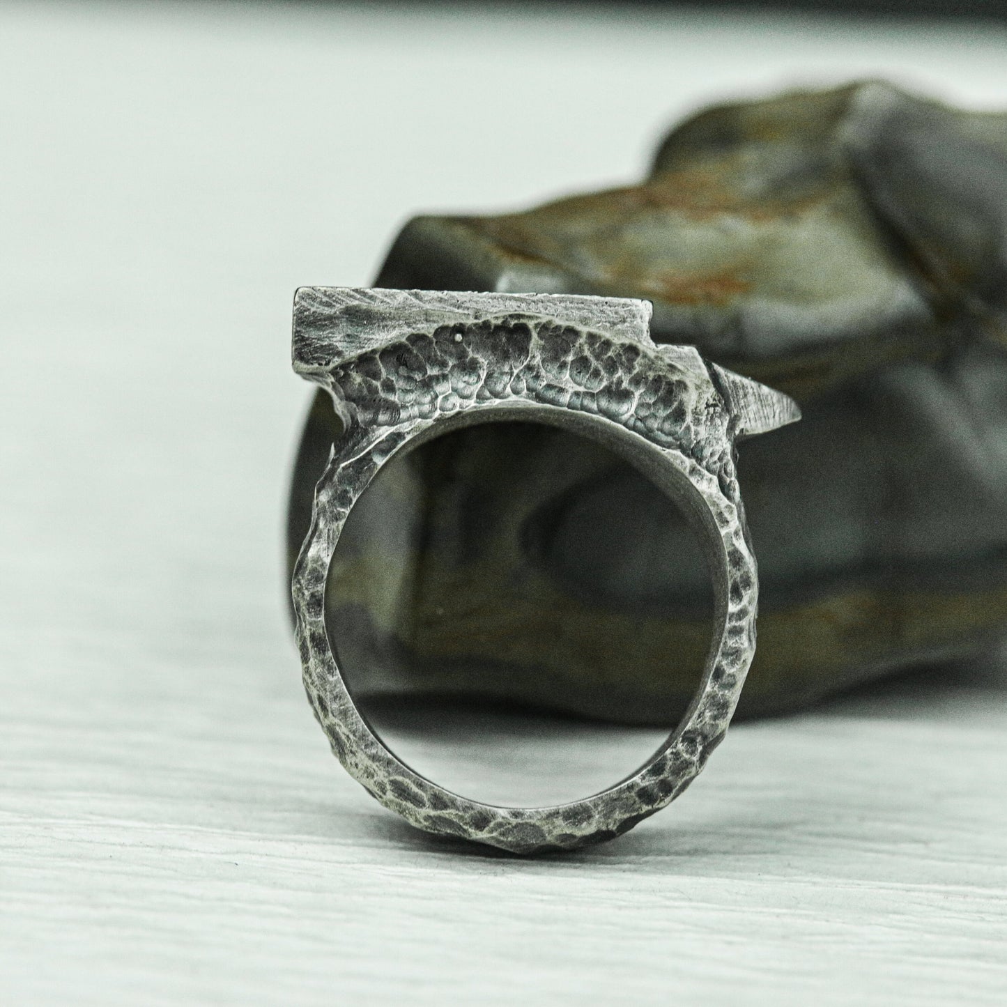 Ancient Guardian 925 Silver Handmade Ring ¨C Engraved Gothic Protector