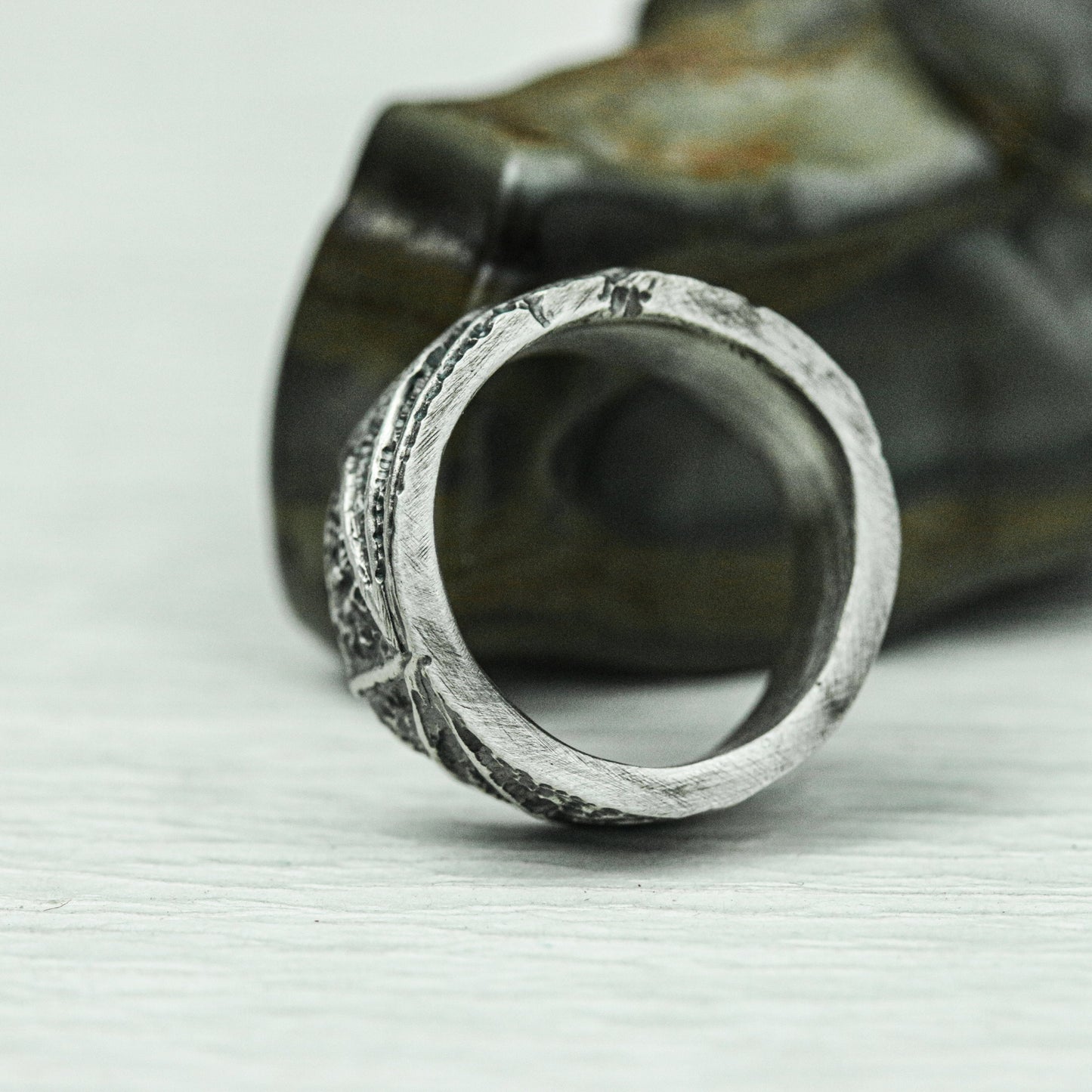 Runic Etch 925 Silver Handmade Ring ¨C Mystic Engraved Band