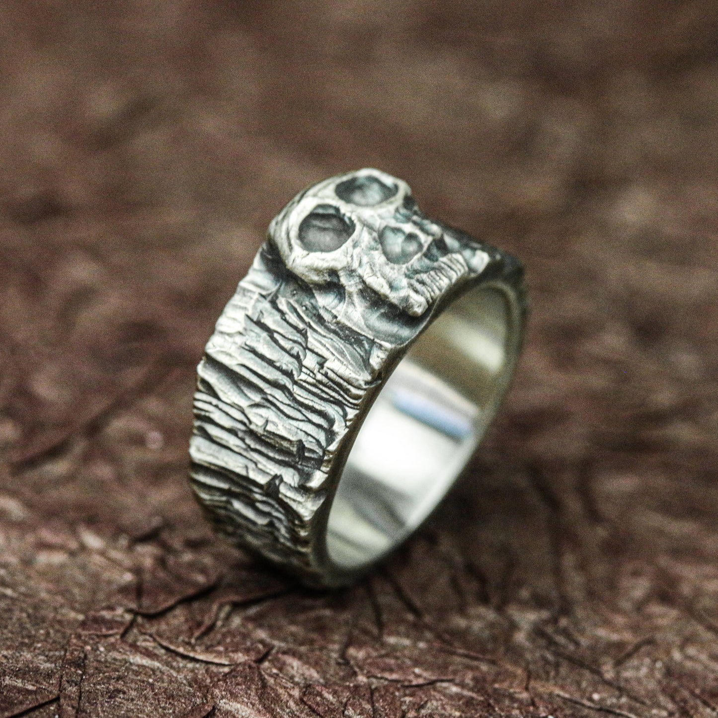 Handcrafted Silver Skull Relic Ring