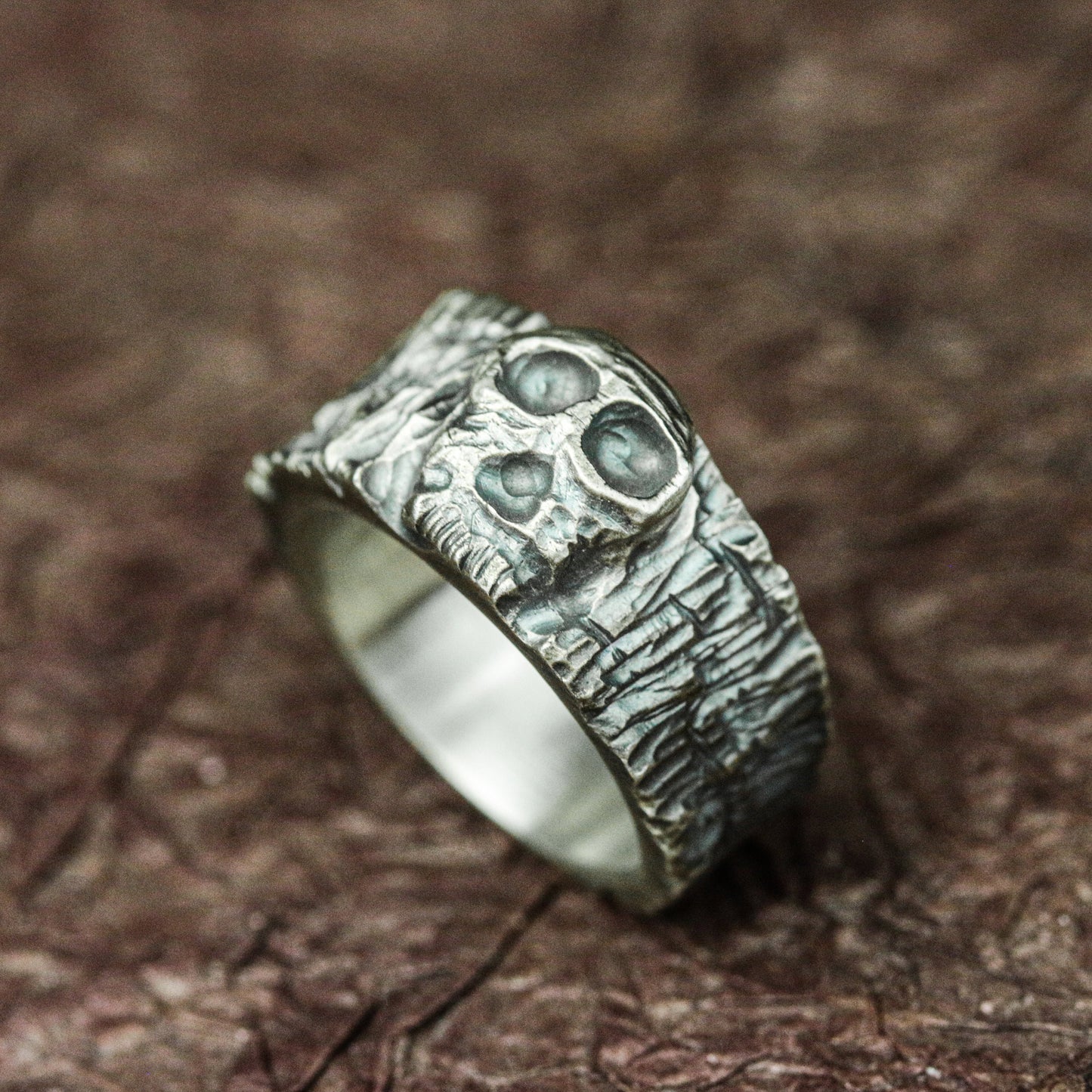Handcrafted Silver Skull Relic Ring