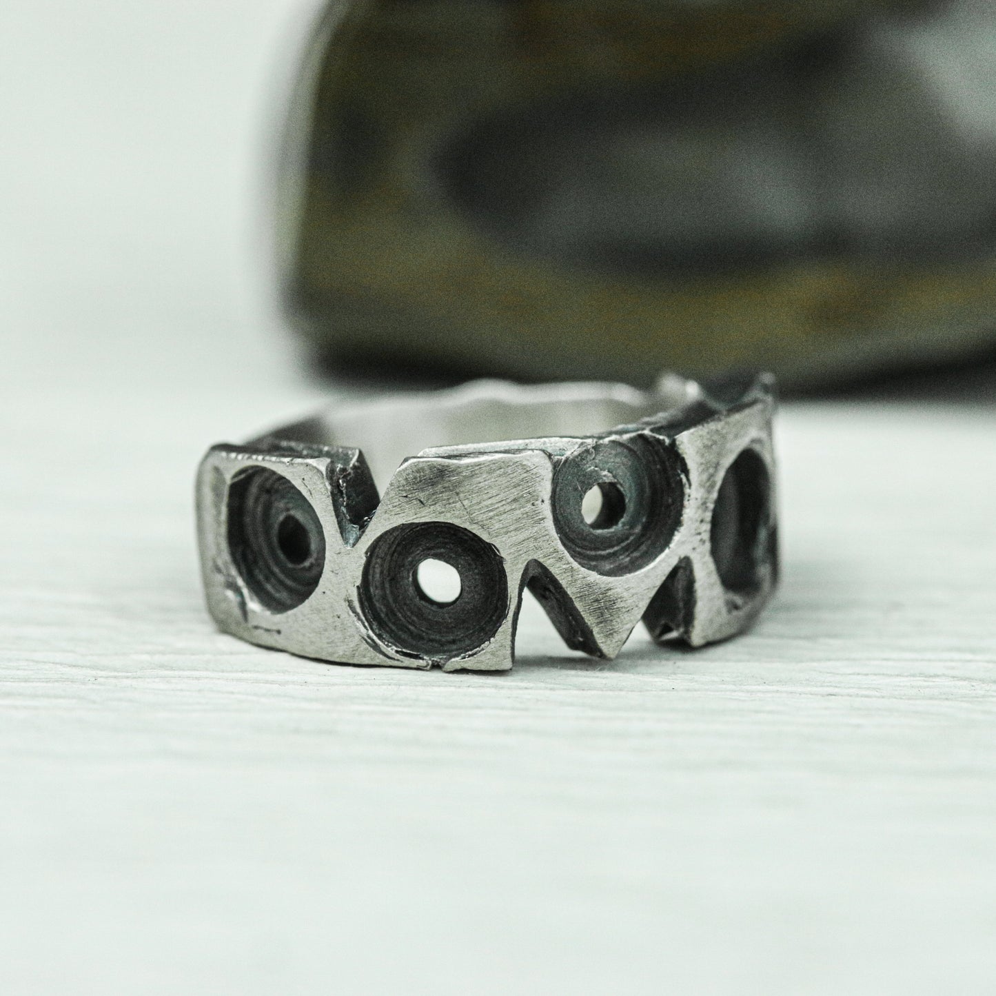Handcrafted Silver Industrial Gear Ring