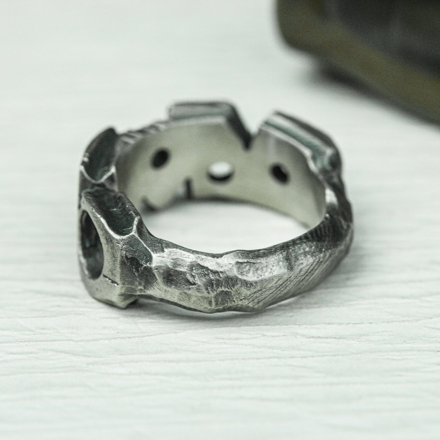 Handcrafted Silver Industrial Gear Ring