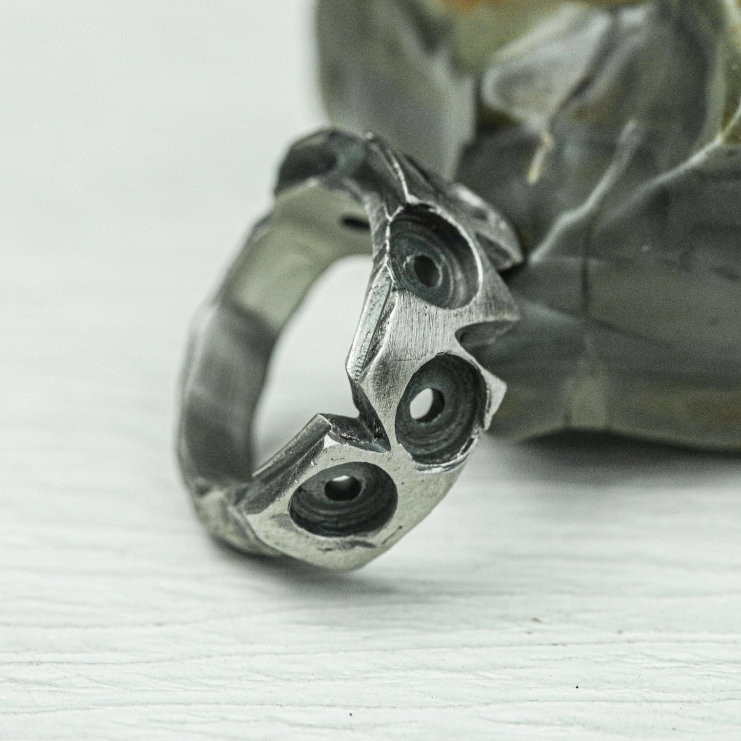 Handcrafted Silver Industrial Gear Ring