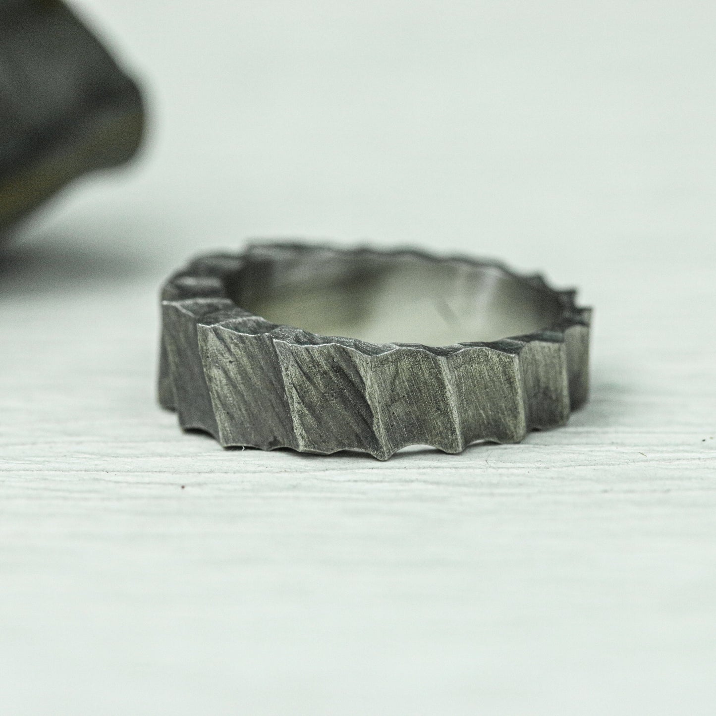 Stone Chisel 925 Silver Handmade Ring ¨C Brutalist Minimalist Band