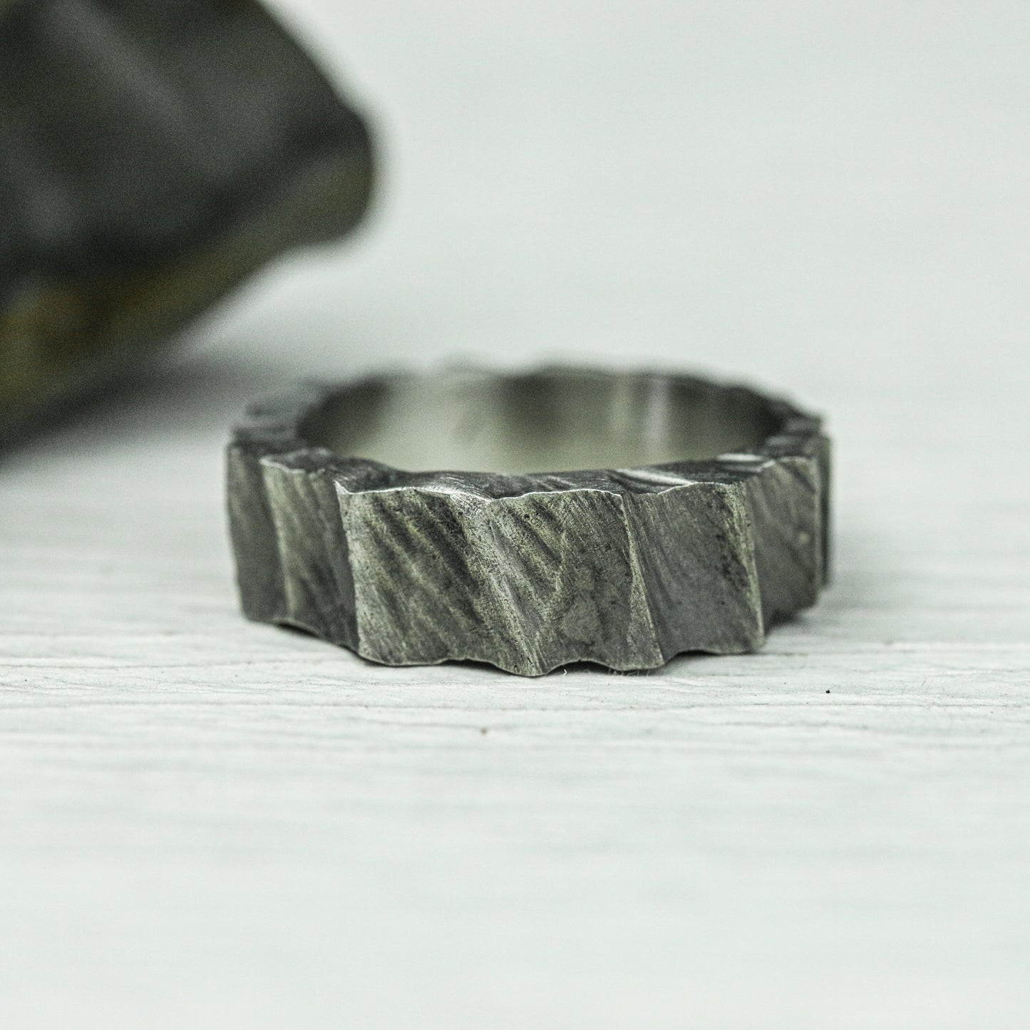 Stone Chisel 925 Silver Handmade Ring ¨C Brutalist Minimalist Band