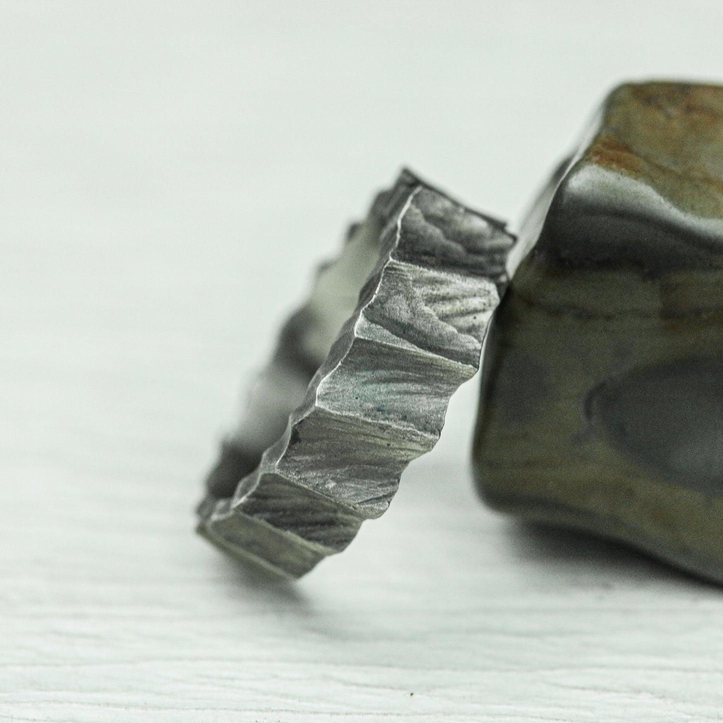 Stone Chisel 925 Silver Handmade Ring ¨C Brutalist Minimalist Band