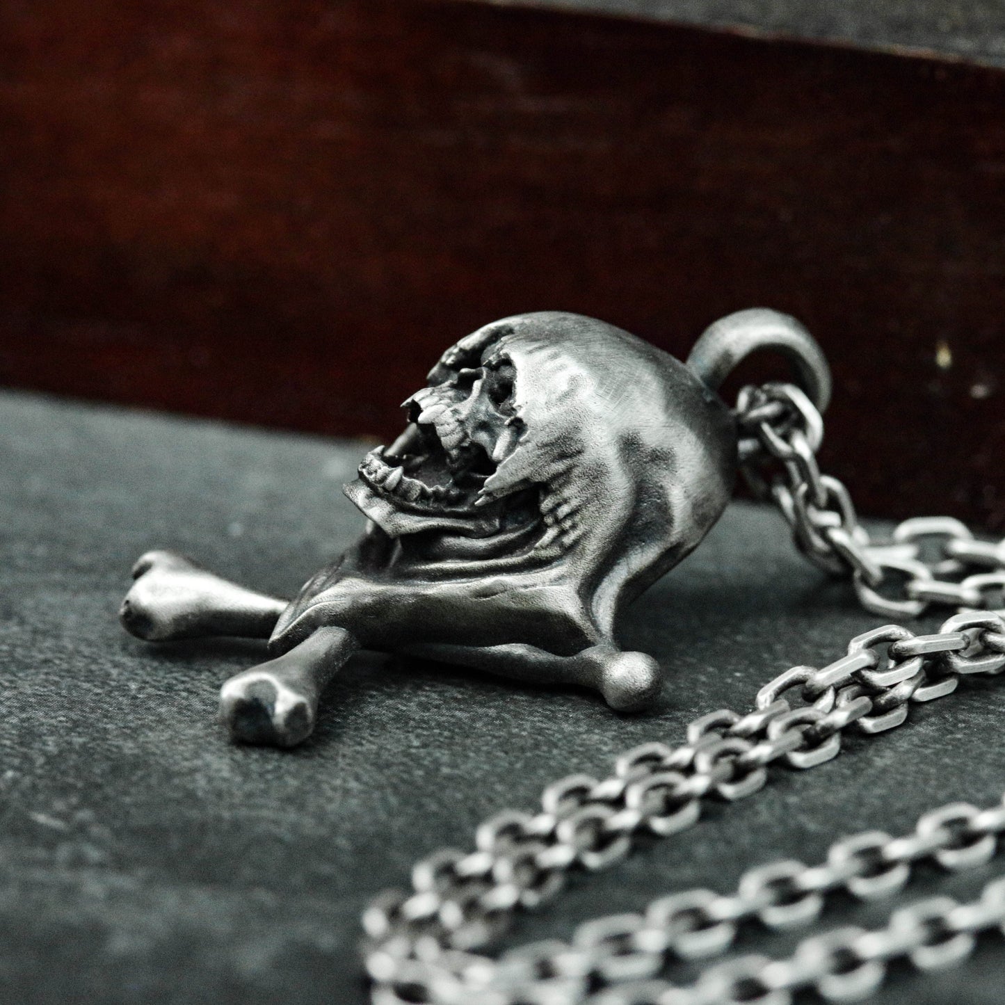 Screaming Skull Crossbones Pendant ¨C 925 Sterling Silver Handmade