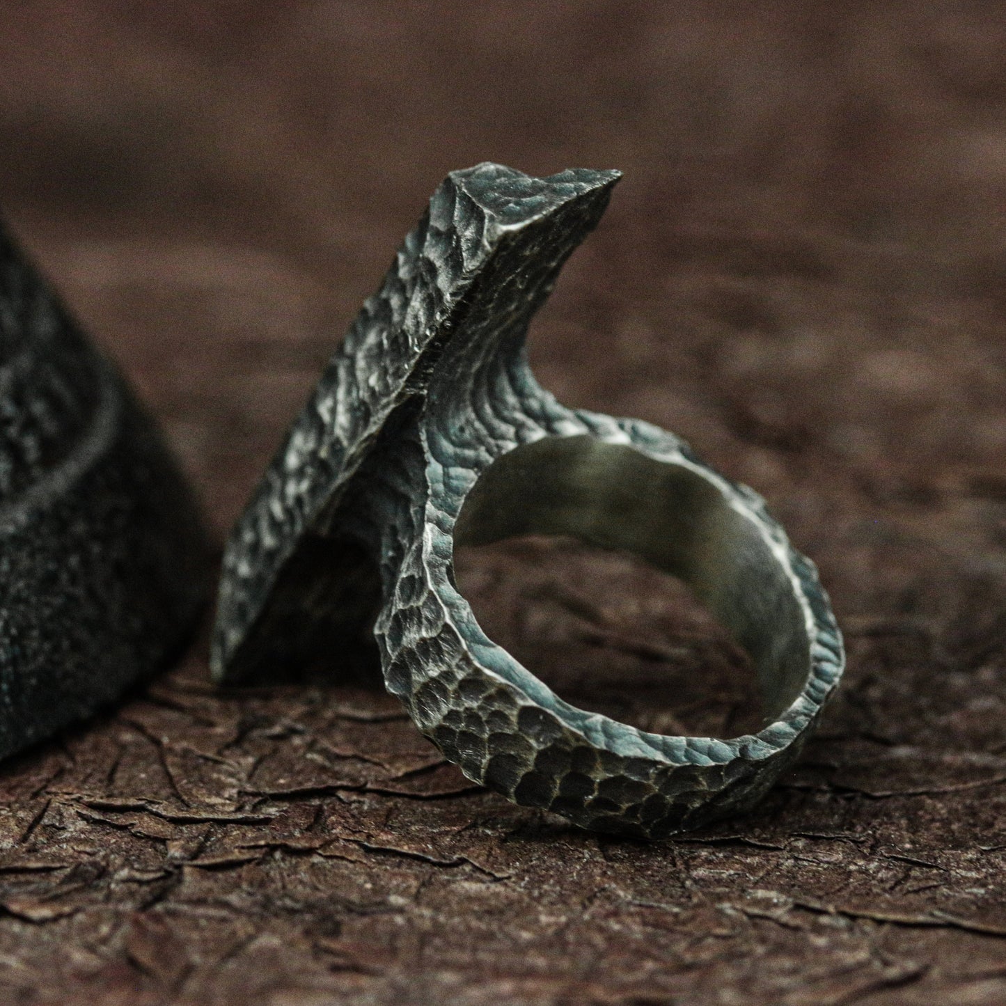 Brutalist Edge 925 Silver Handmade Ring ¨C Industrial Texture Design
