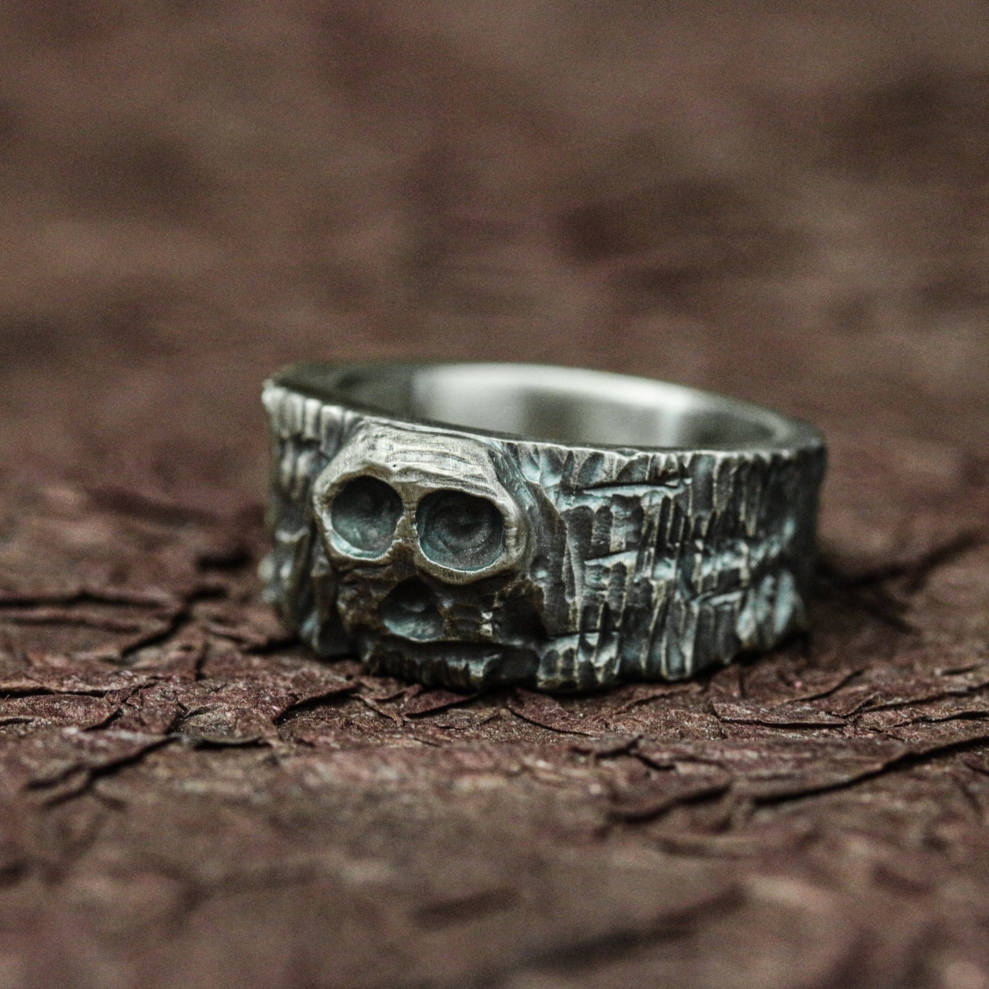 Handcrafted Silver Skull Relic Ring