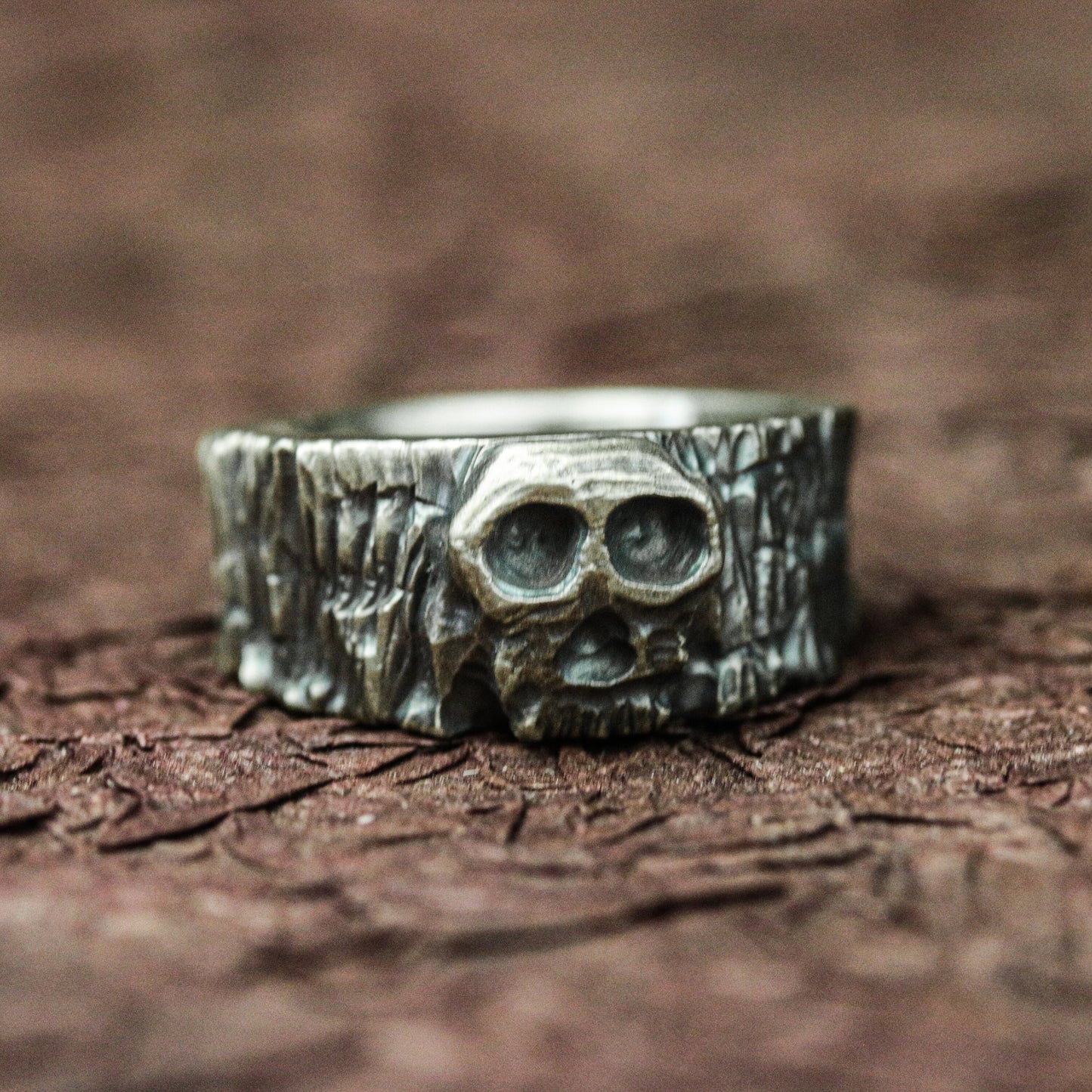 Handcrafted Silver Skull Relic Ring