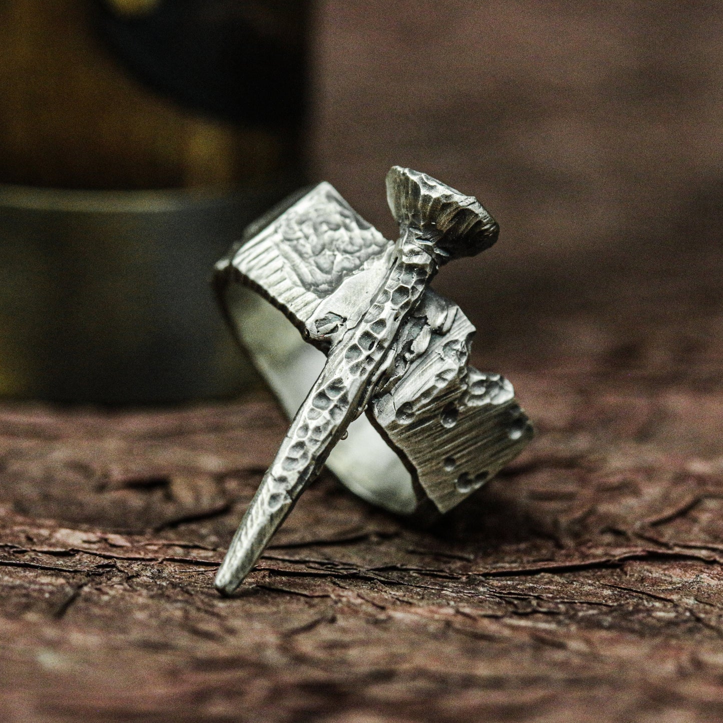 Warrior¡¯s Axe 925 Silver Handmade Ring ¨C Viking Battle Emblem